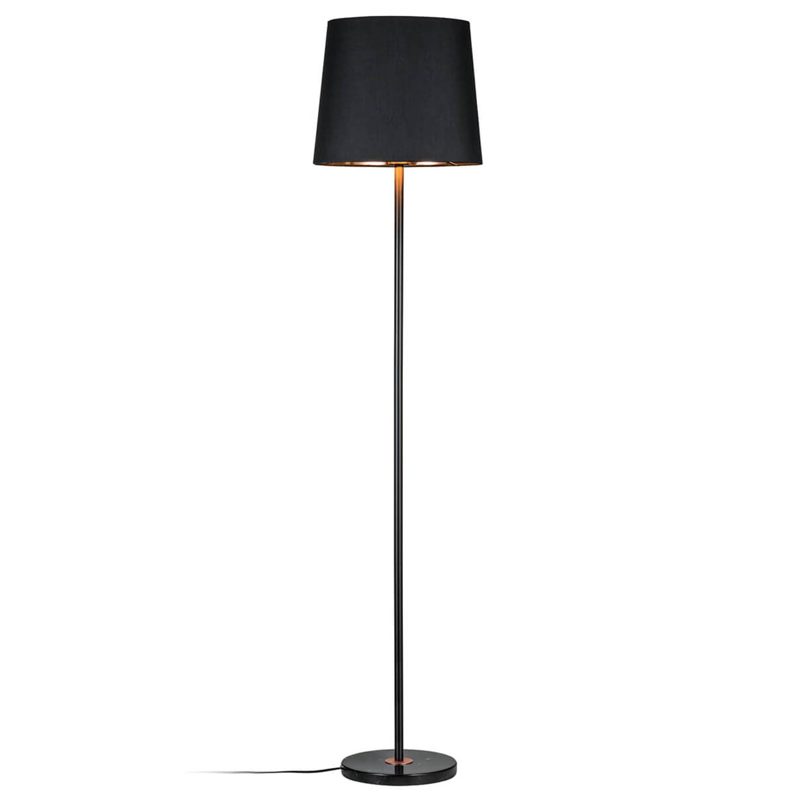 Svart golvlampa Enja i textil med marmorfot