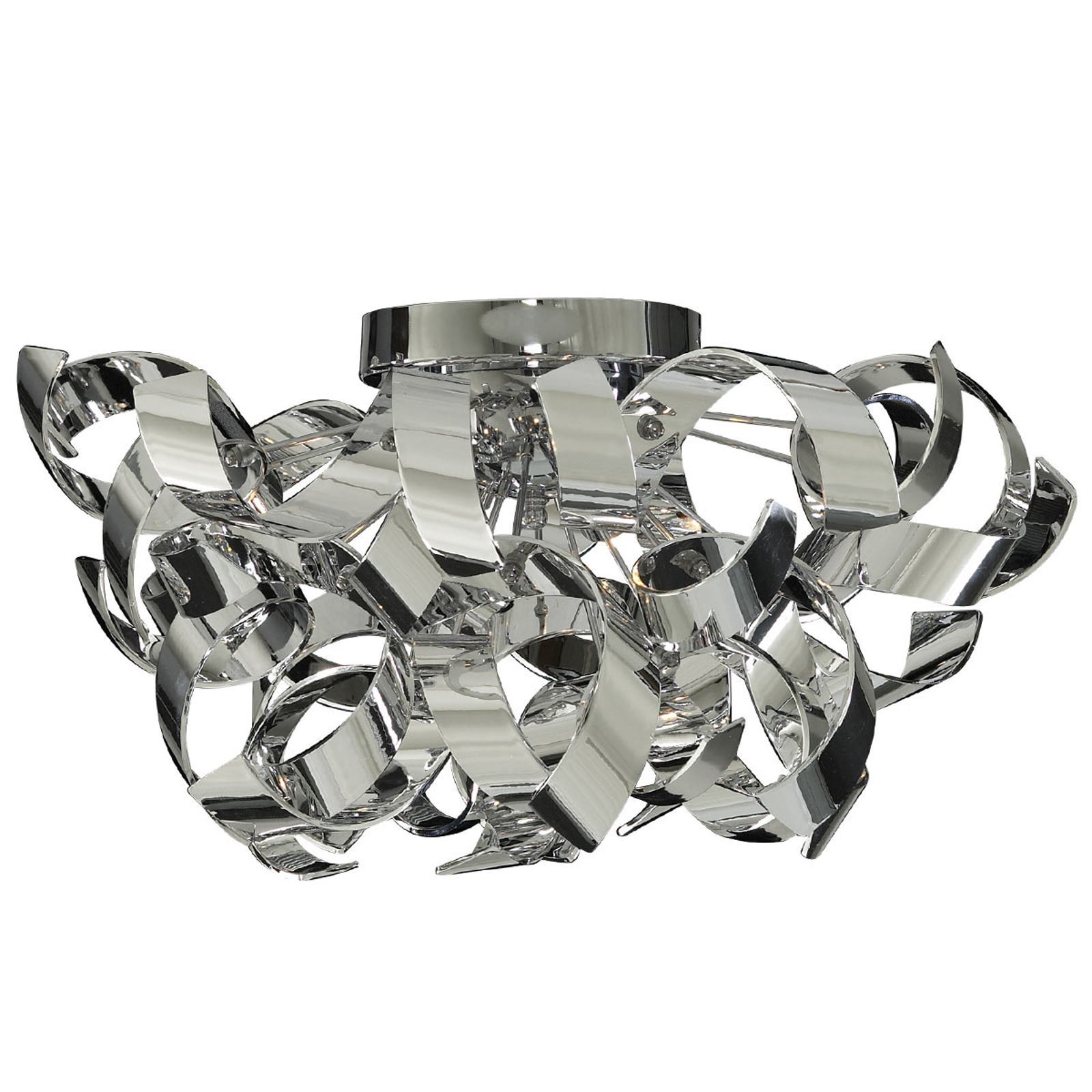 Kromfärgad taklampa Curls i avslappnad design