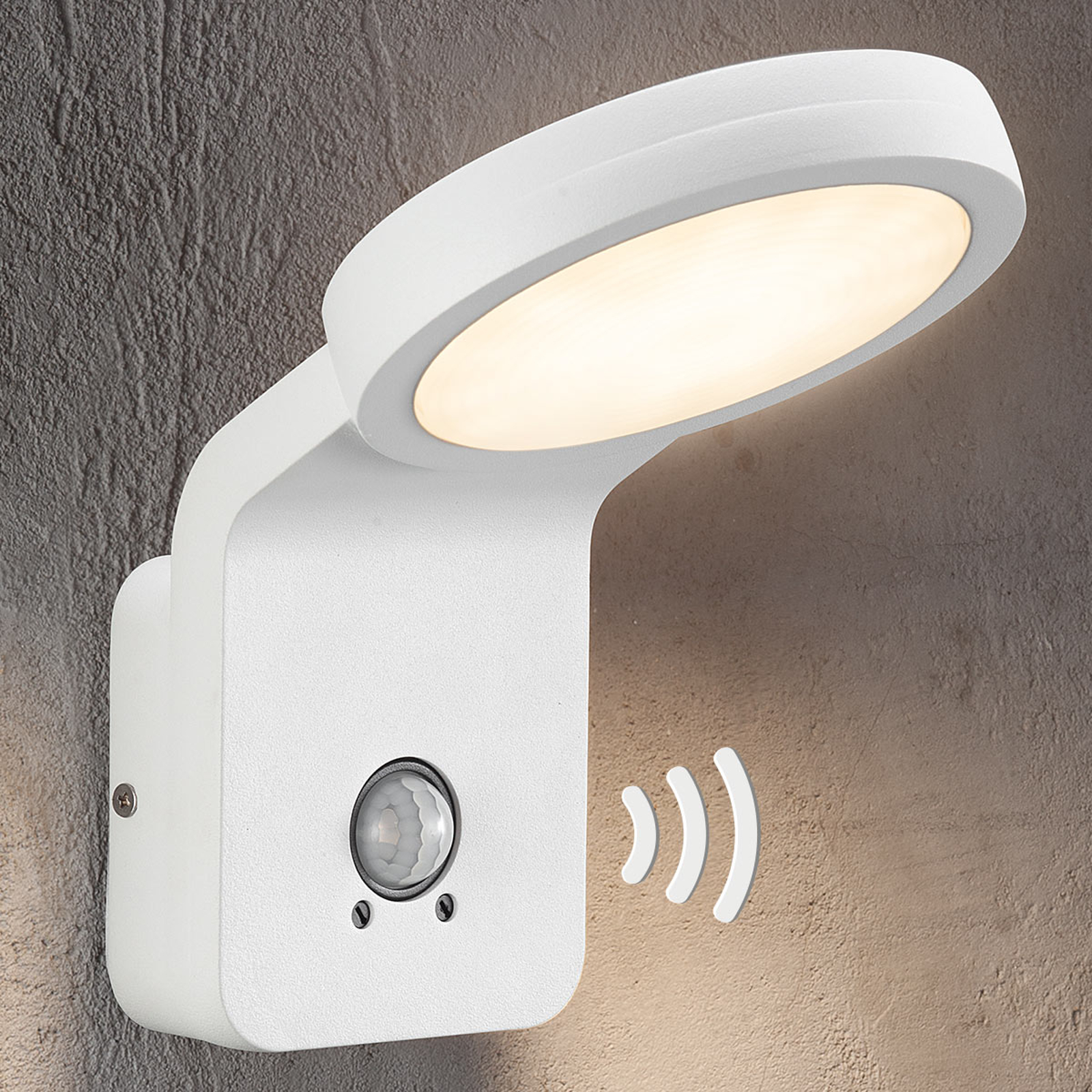 LED-utomhusvägglampa Marina med IR-sensor vit