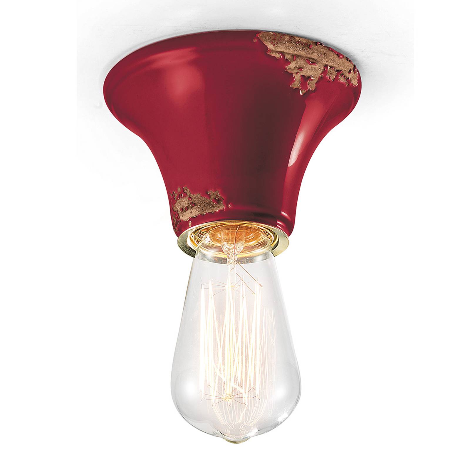 Vintage-taklampa C132 vinröd