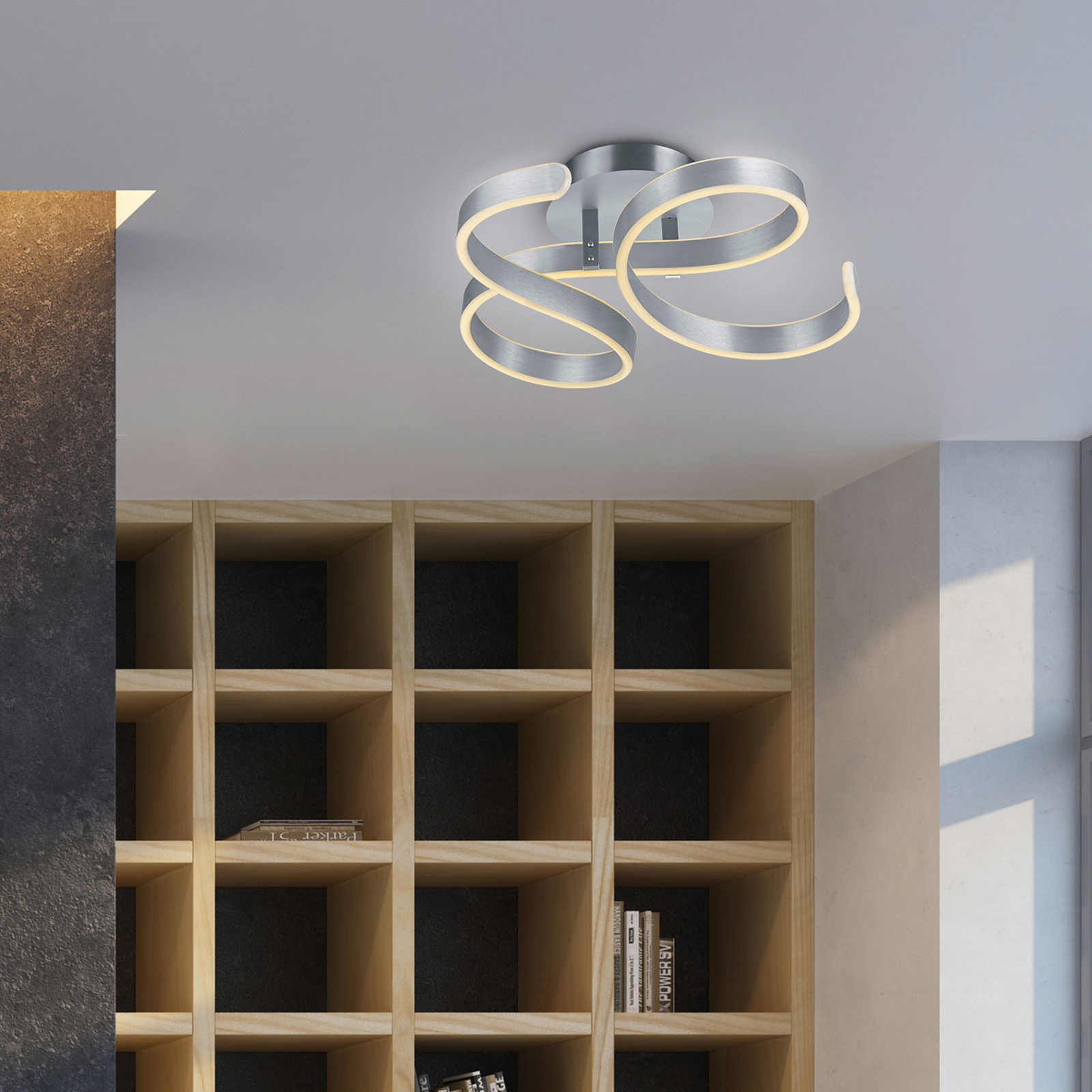 LED-taklampa Francis, borstat aluminium