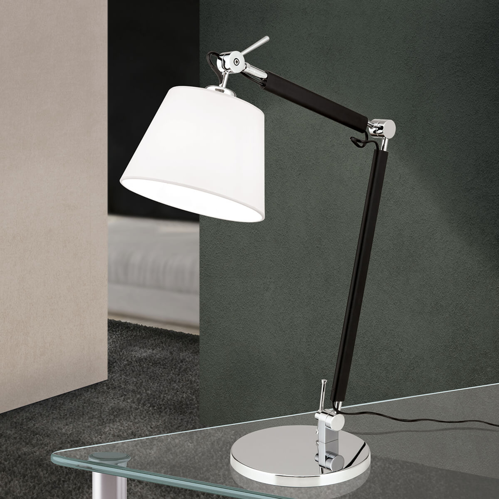 Flexibel textilskrivbordslampa Leandro