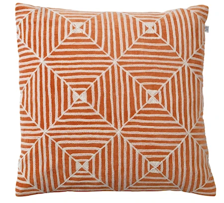 Kulgam Kuddfodral hand embroidered Velvet Orange/Vit 50x50cm