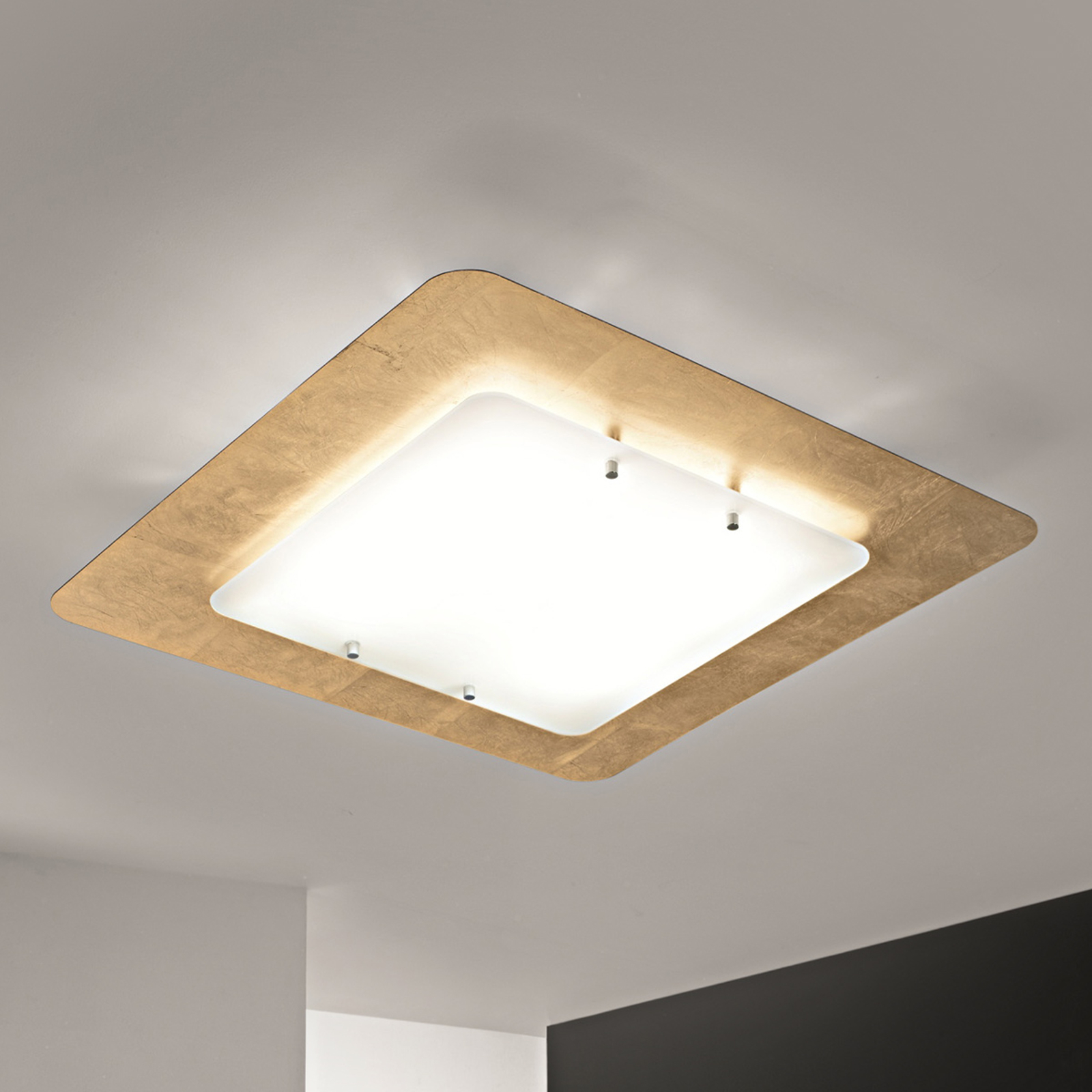 Taklampa Pop-Up med bladguldsram, 32 x 32 cm