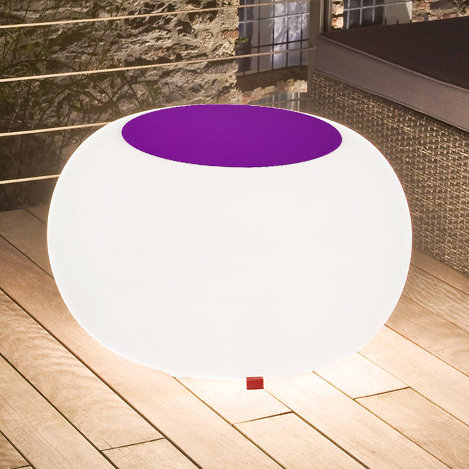 Bubble Outdoor bord, vitt ljus + violett filt