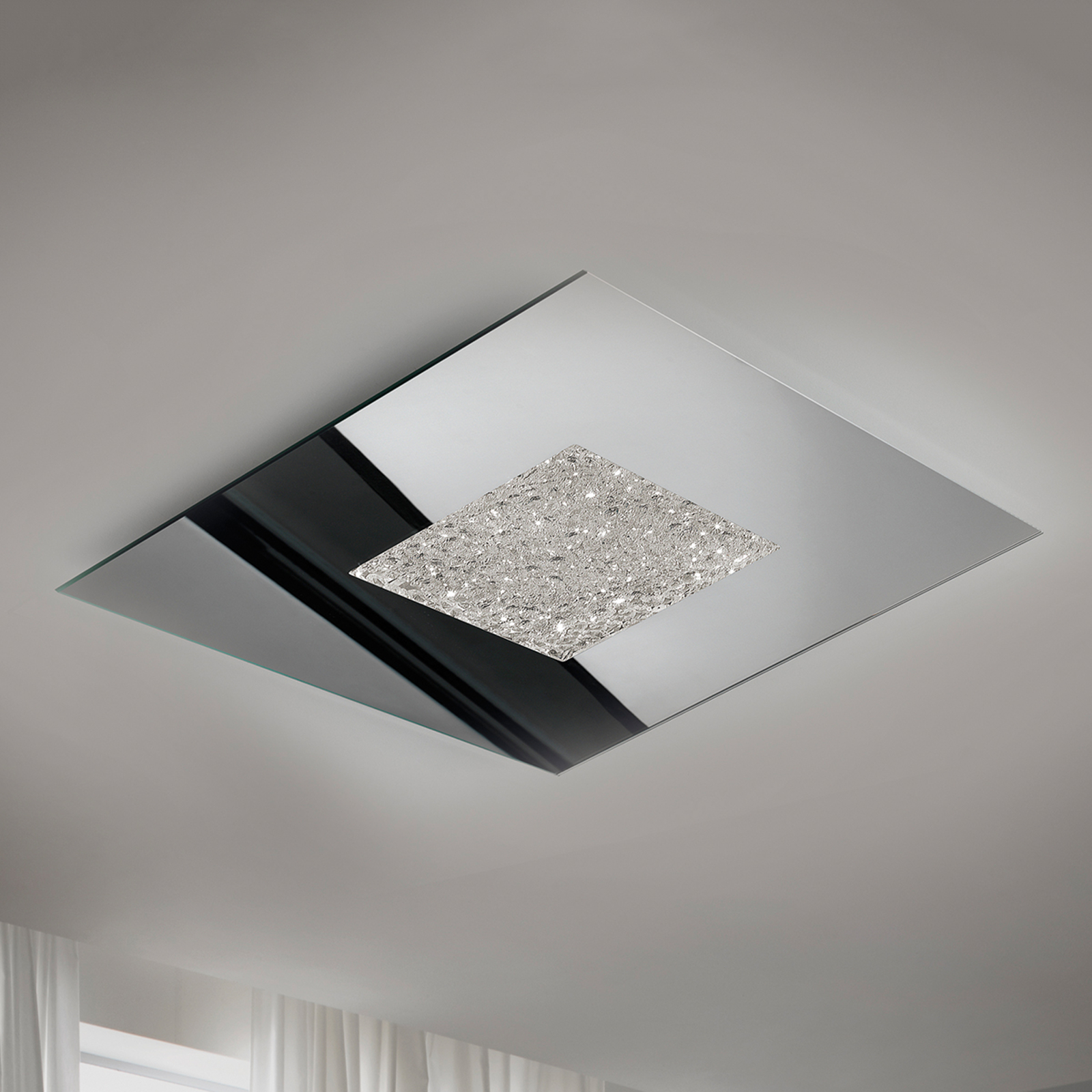 Speglande LED-taklampa Narciso med isutseende