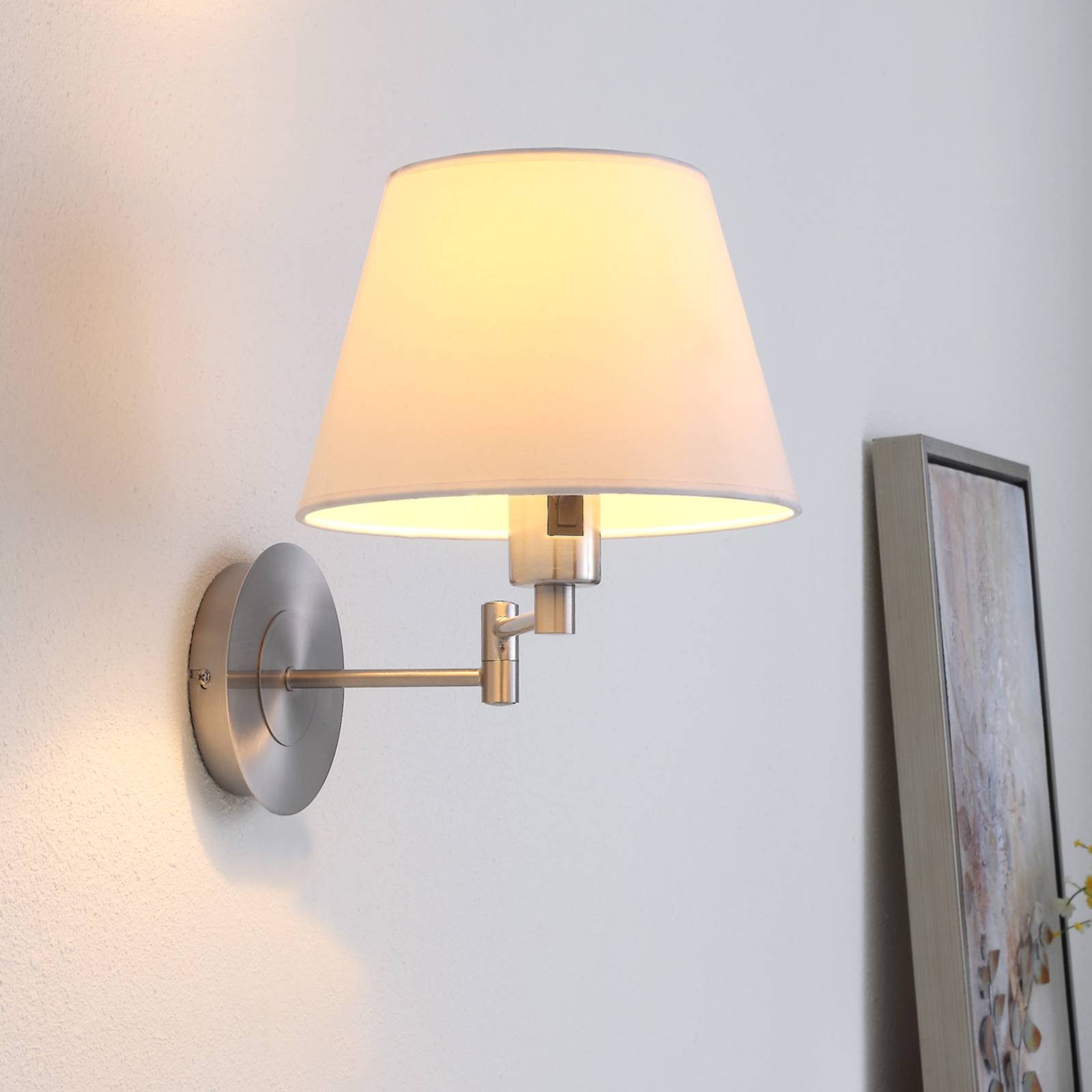 Utdragbar tygvägglampa Pola, matt nickel