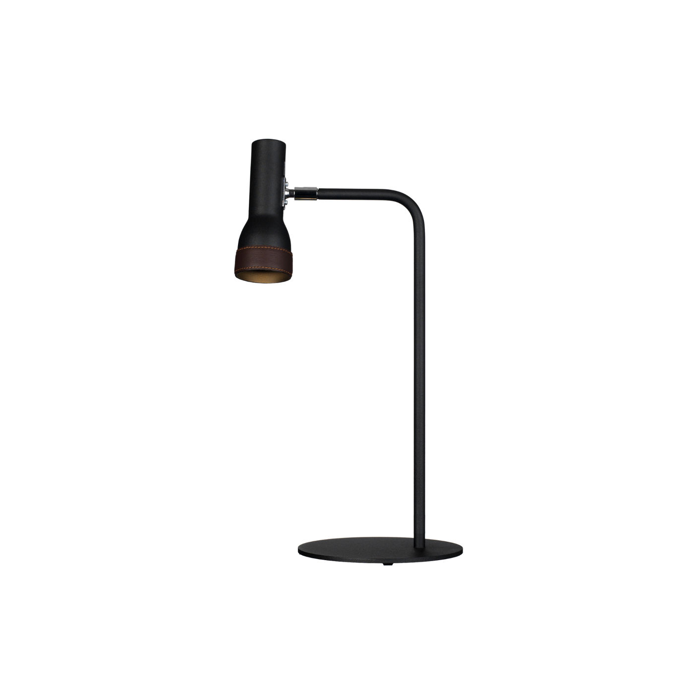 Bordslampa TALK Svart struktur med brunt läder, Örsjö belysning
