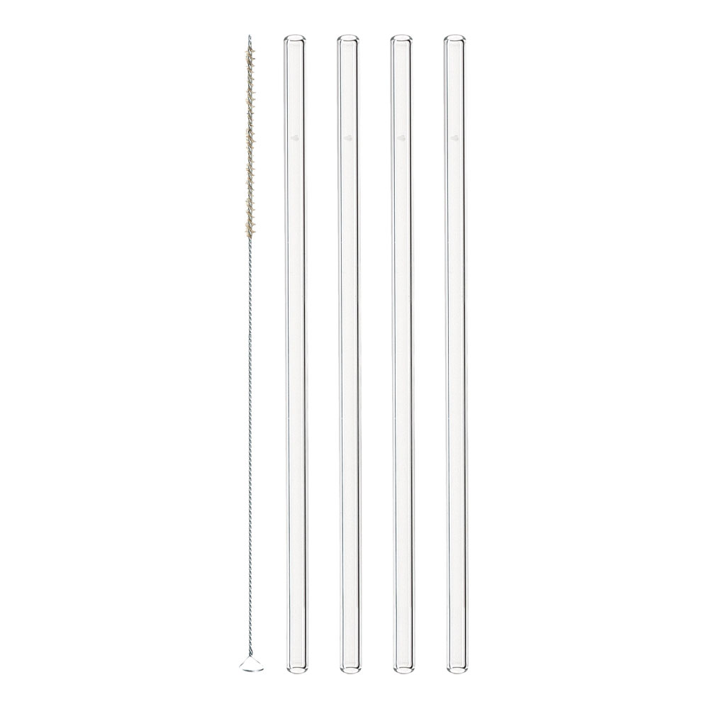 Leonardo - Ciao Sugrör i glas 23 cm + Borste 4-pack Klar
