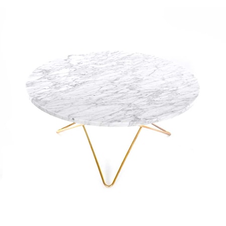 O Table Vit Marmor med Mässingram Ø80