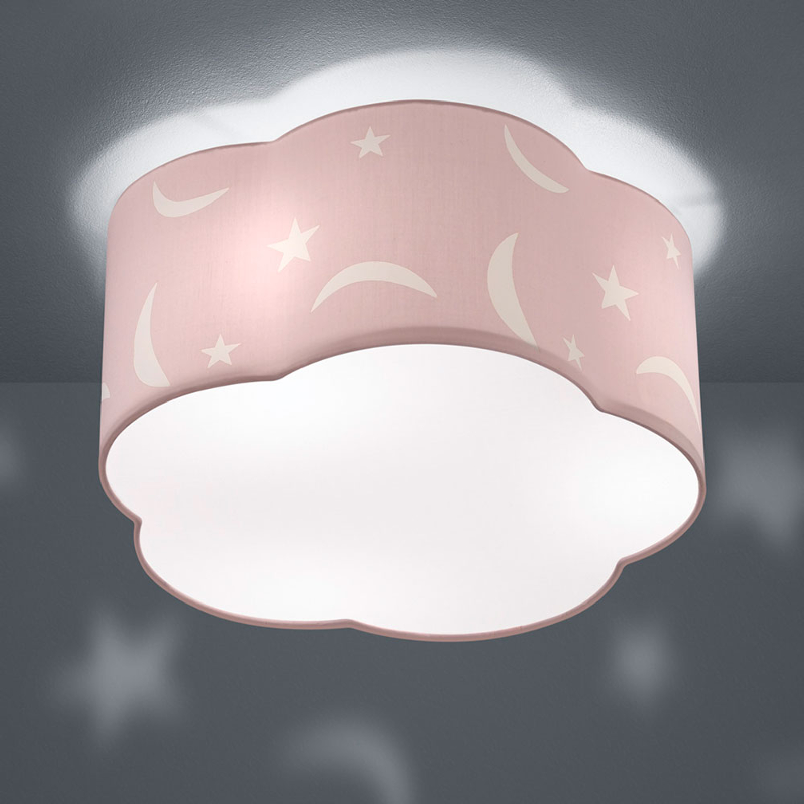 Taklampa Moony för barnrum pastellrosa