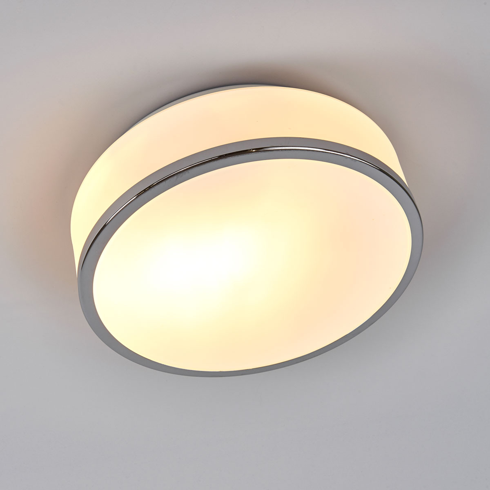 Taklampa Flush IP44, Ø 23 cm, satinerat silver