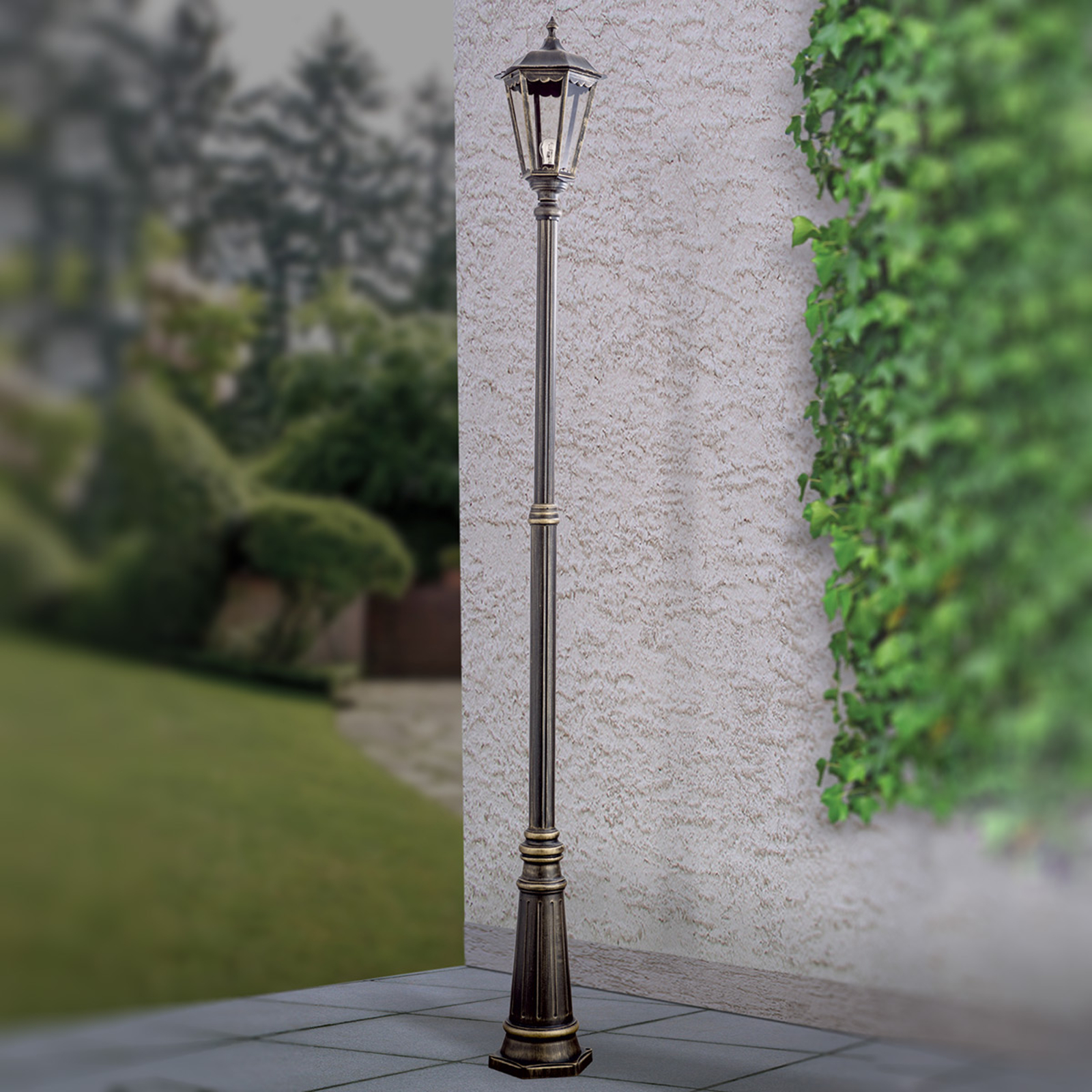 Brun stolplampa Fabio, 1-arm. 211 cm