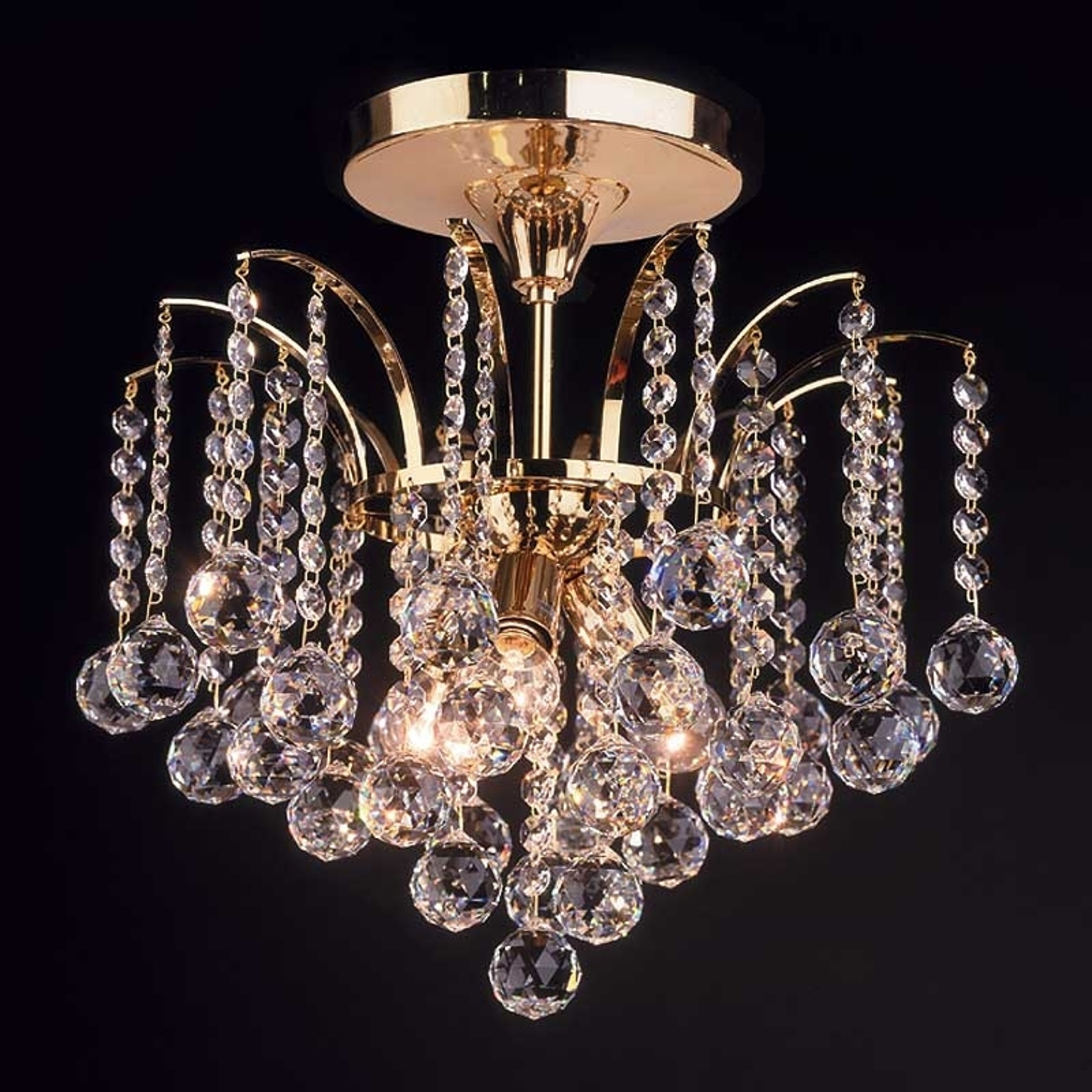 Taklampa LENNARDA, kristall/guld 42 cm