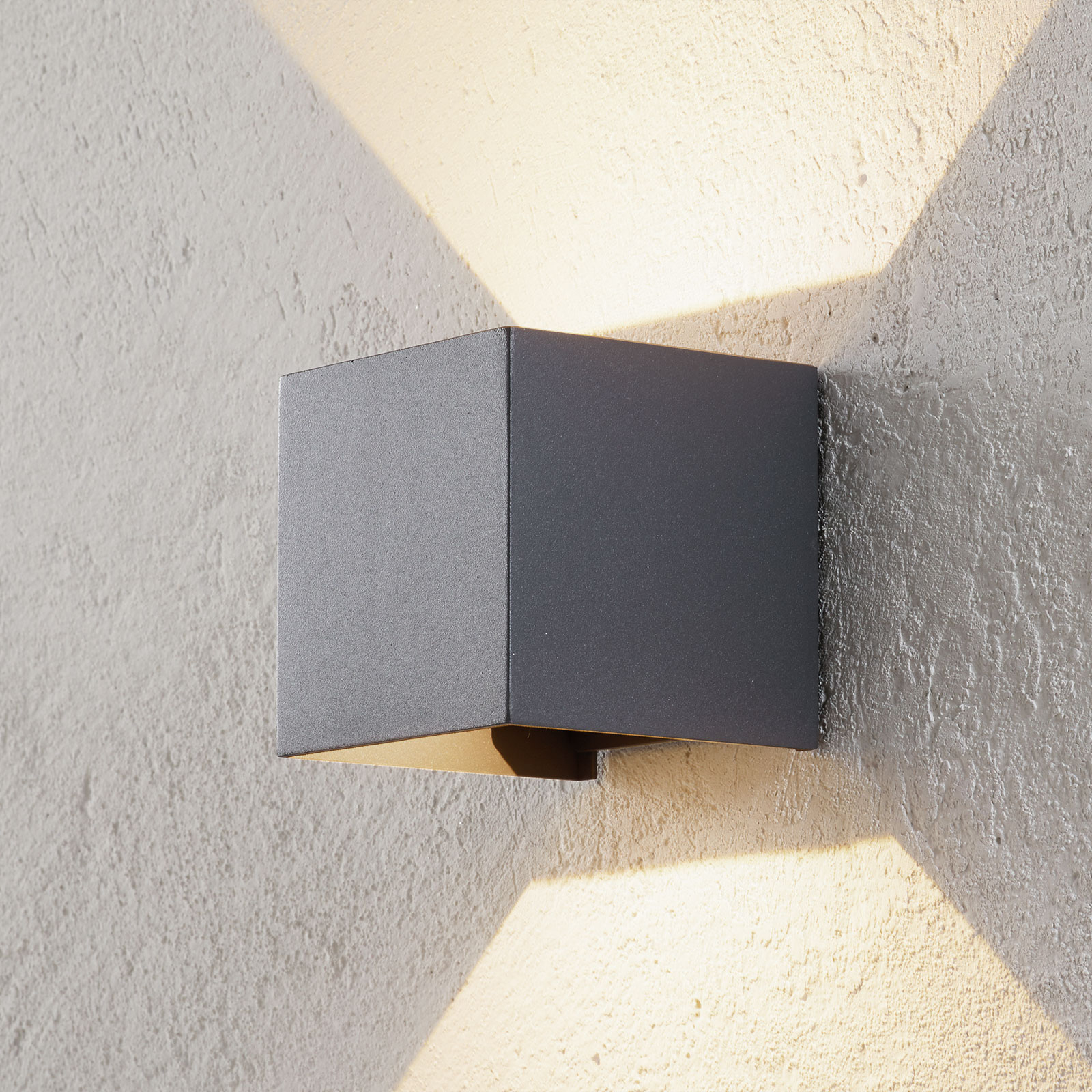 LED-utomhusvägglampa Cube antracit
