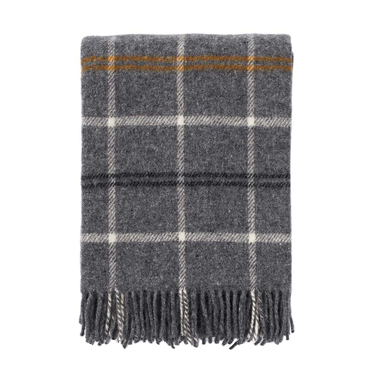 TARTAN ullpläd lammull mörkgrå Klippan Yllefabrik
