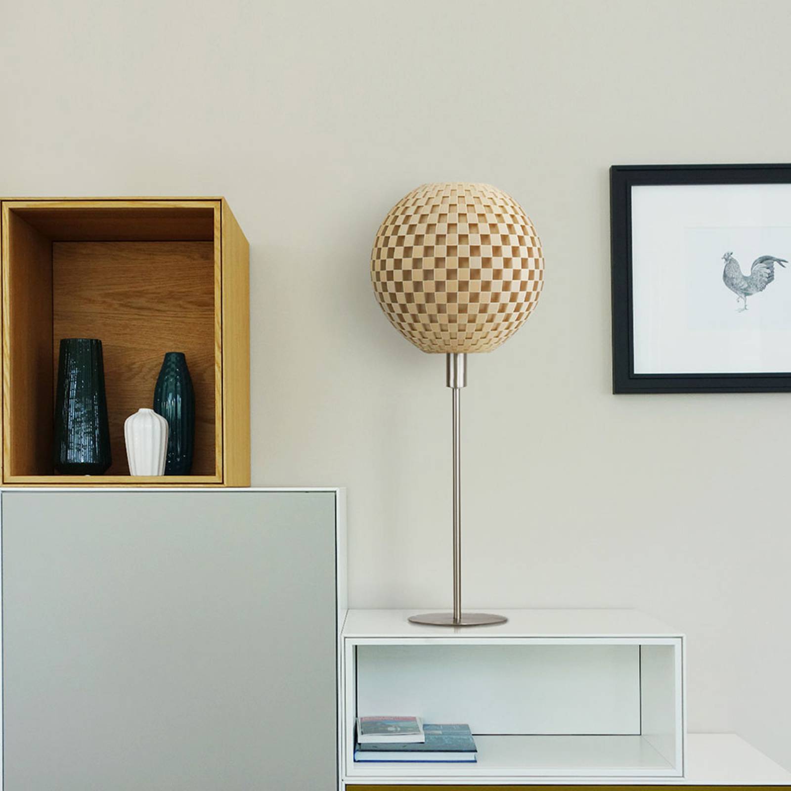 Bordslampa Flechtwerk Kugel, beige