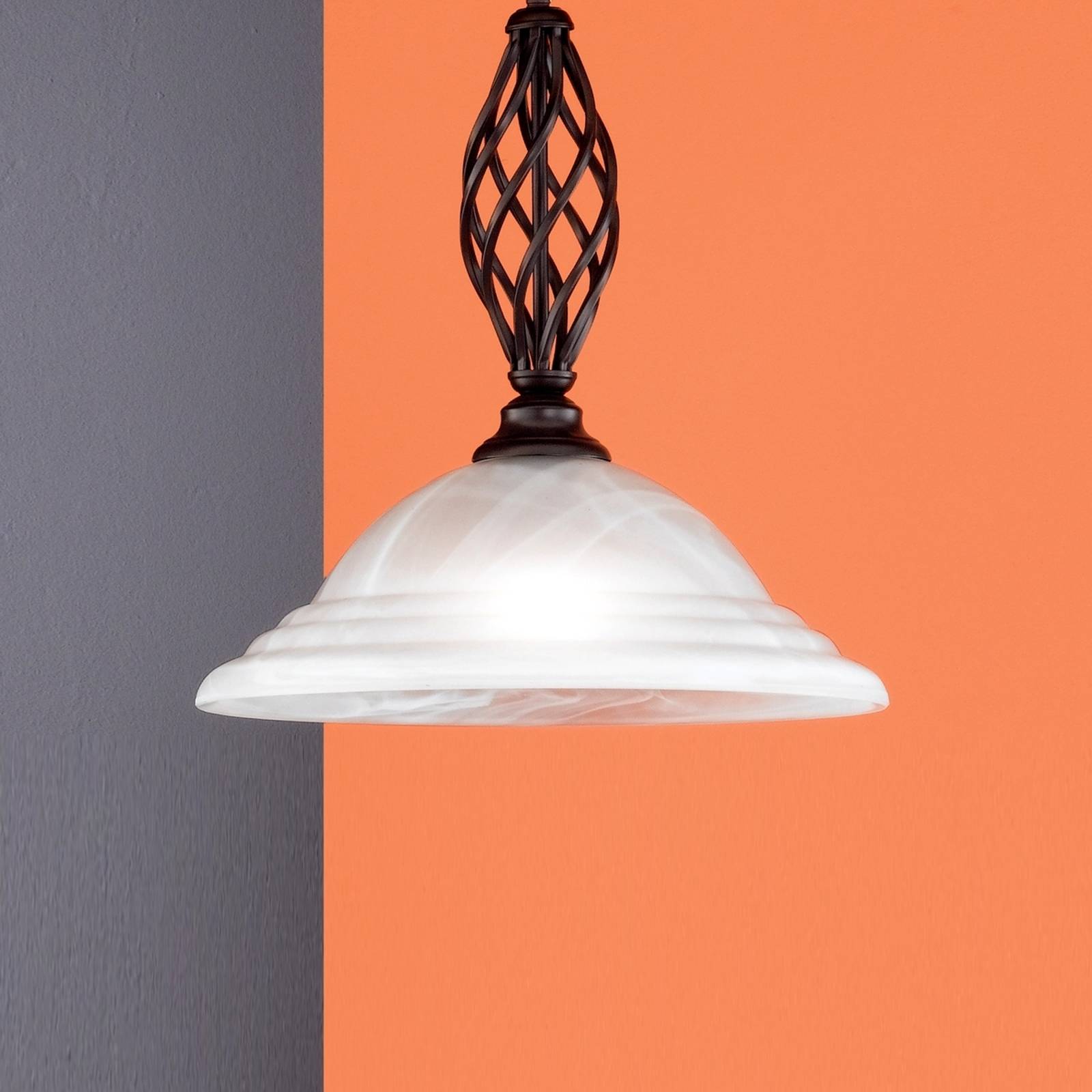 Hänglampa Sybille med glasskärm, 1 lampa