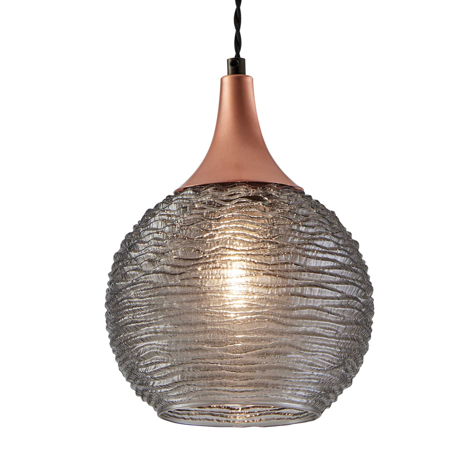 Rökfärgad glashänglampa Fiona, 1 lampa
