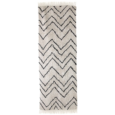 Runner Matta Zigzag Vit/Svart 75x220 cm