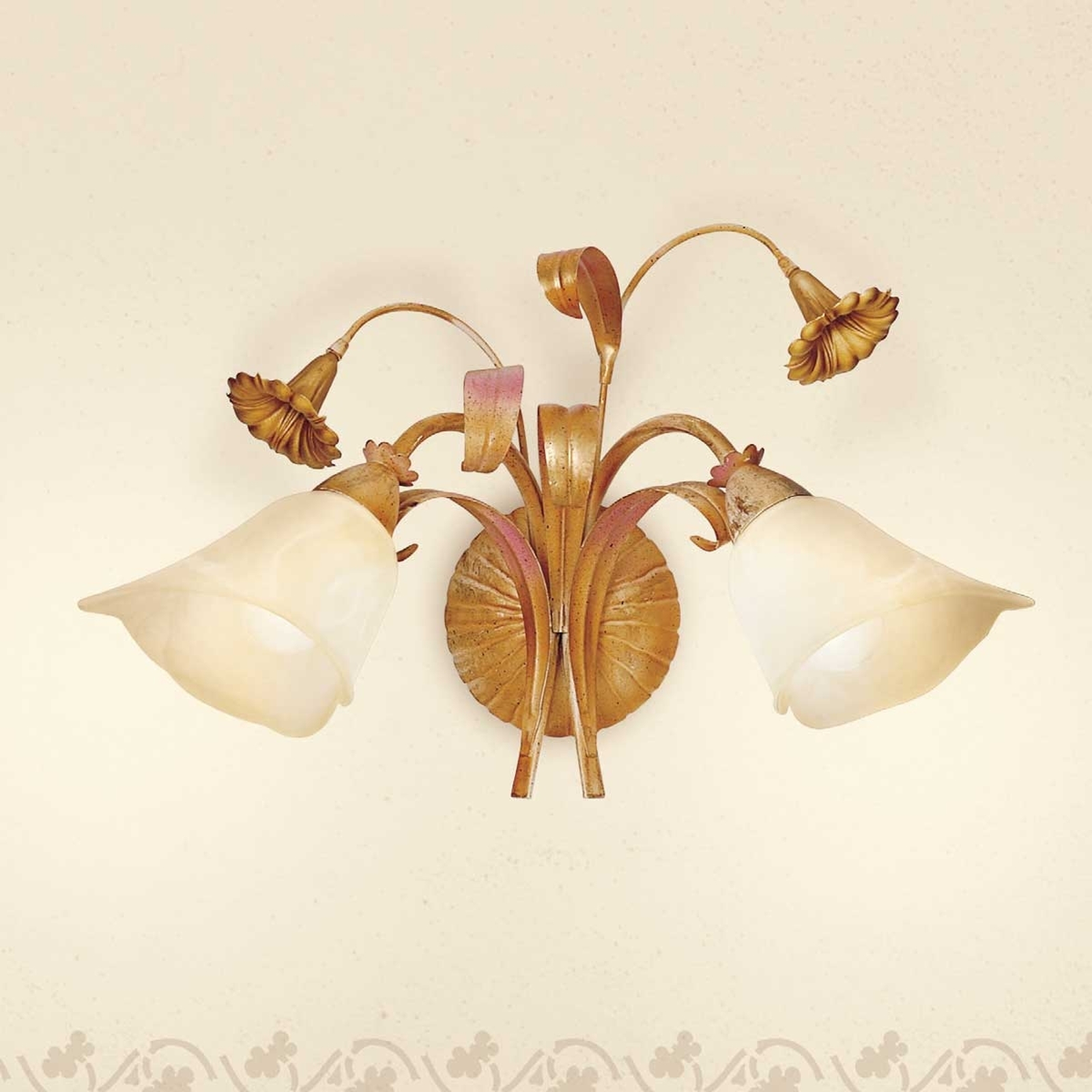 Förgylld bordslampa Filippo, 2 ljuskälla