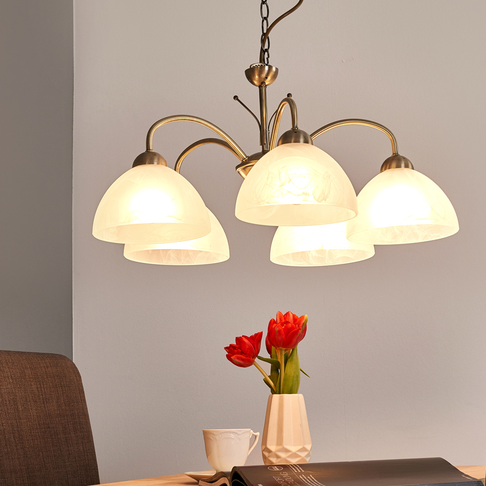 Klassisk taklampa MILANESE med 5 ljuskällor