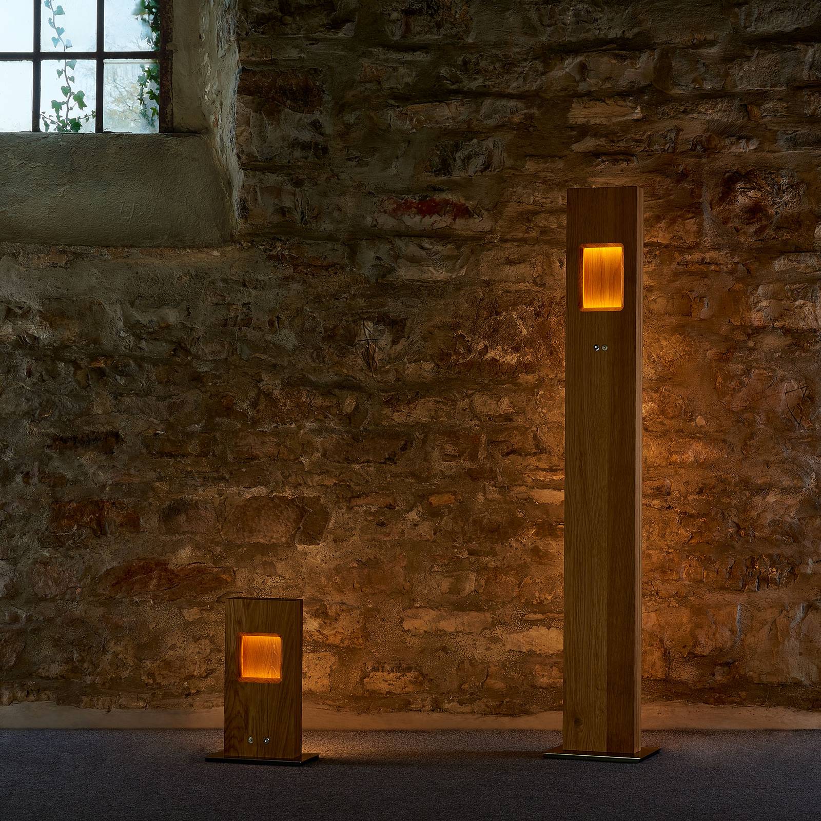 HerzBlut Pan LED-golvlampa oljad ek, dimbar