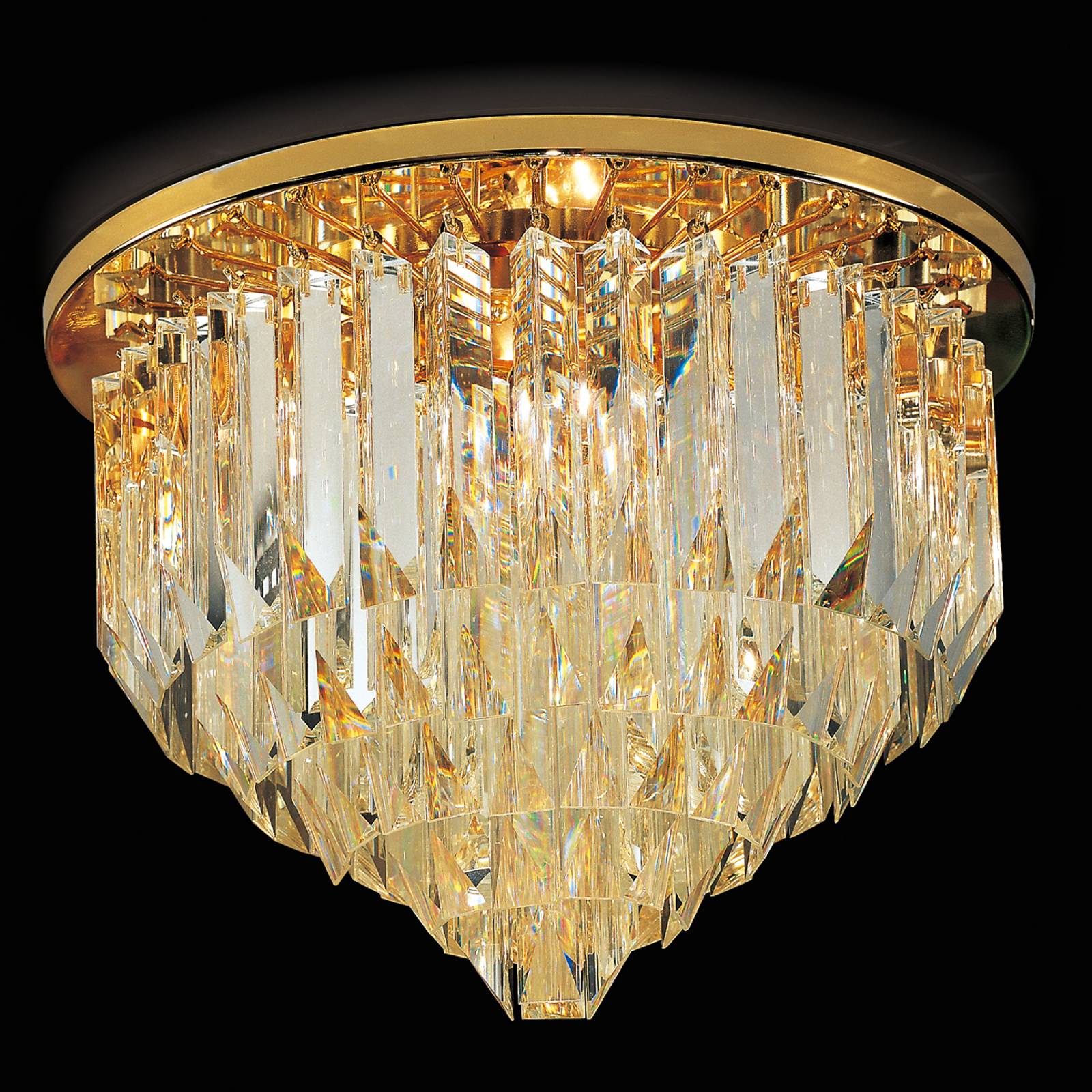 Taklampa Cristalli, 45 cm i guld