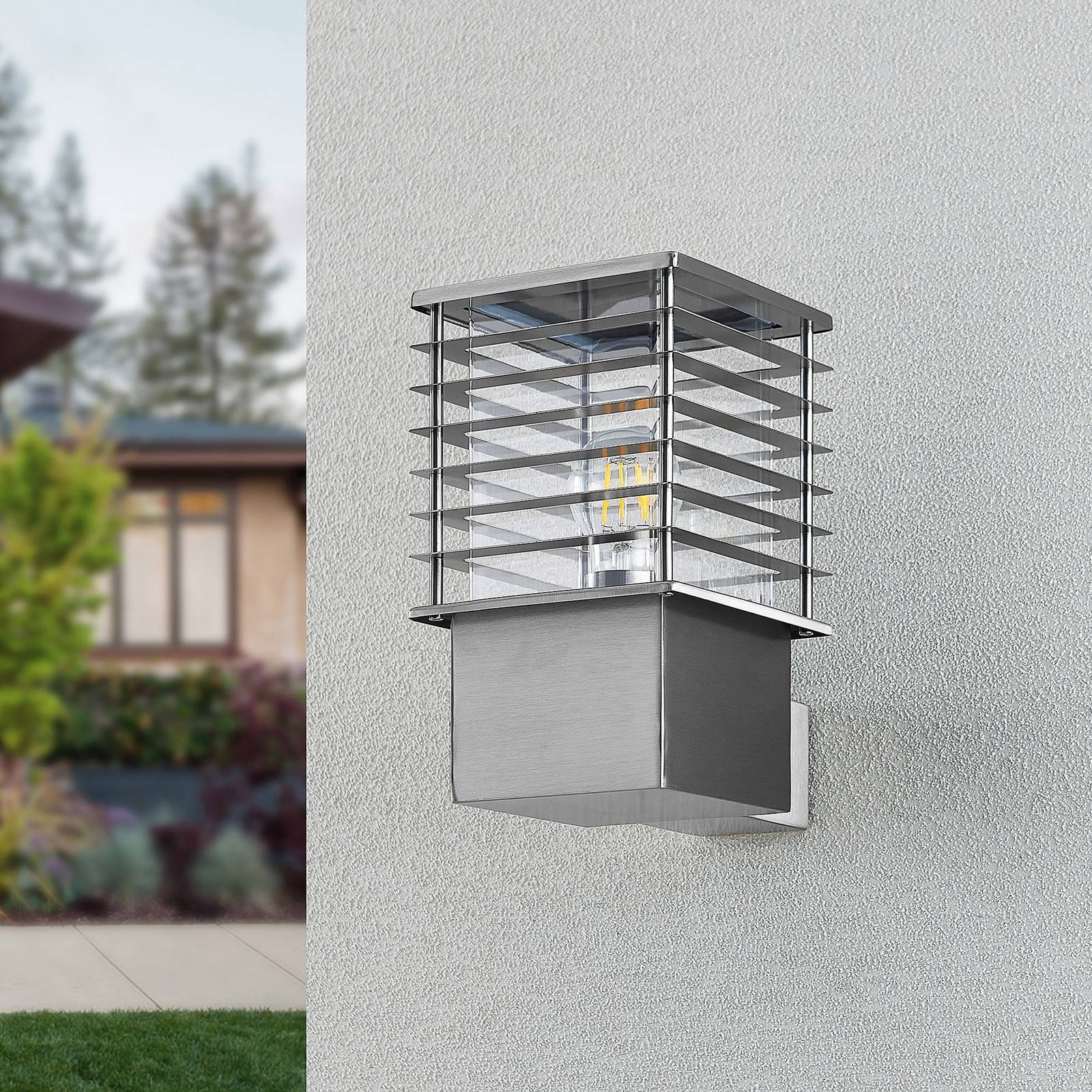 Lindby Liddi utomhusvägglampa, kantig, grå