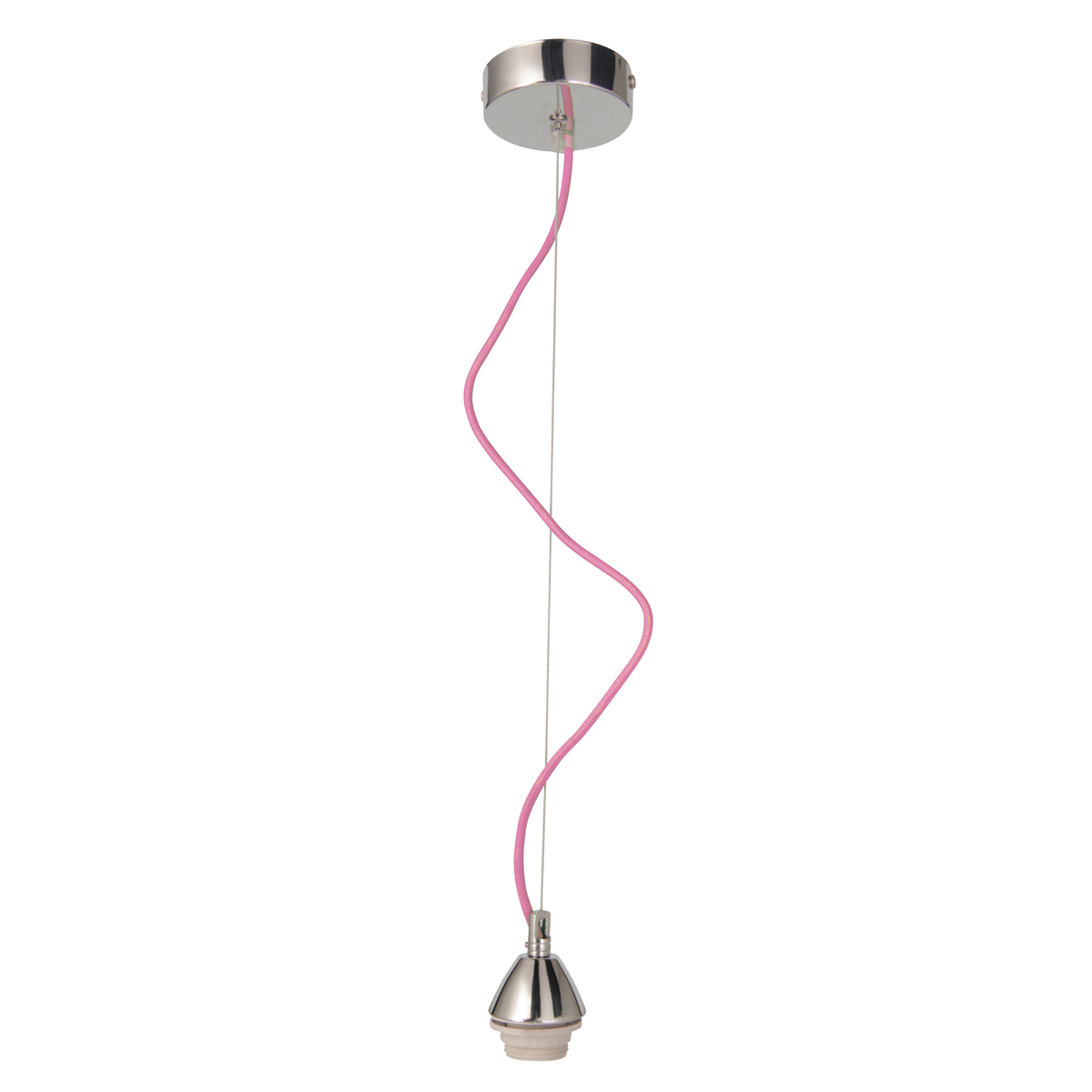 Taklampa Silas med textilkabel, rosa