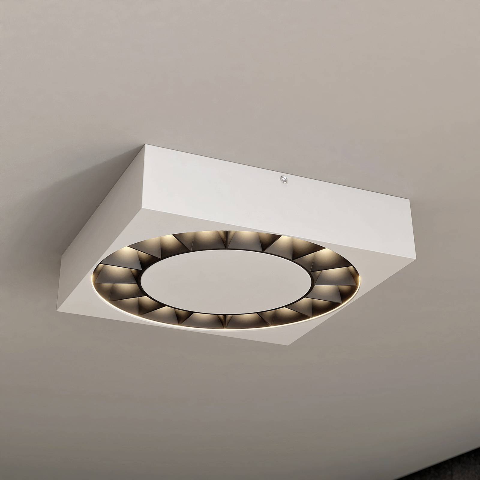Lucande LED-utomhustaklampa Kelissa vit kantig