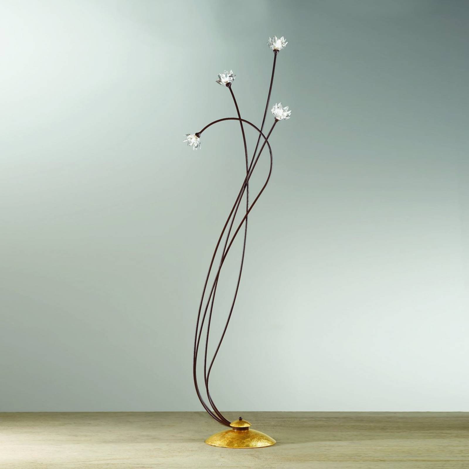 Kristall-golvlampa Fiorella, klar