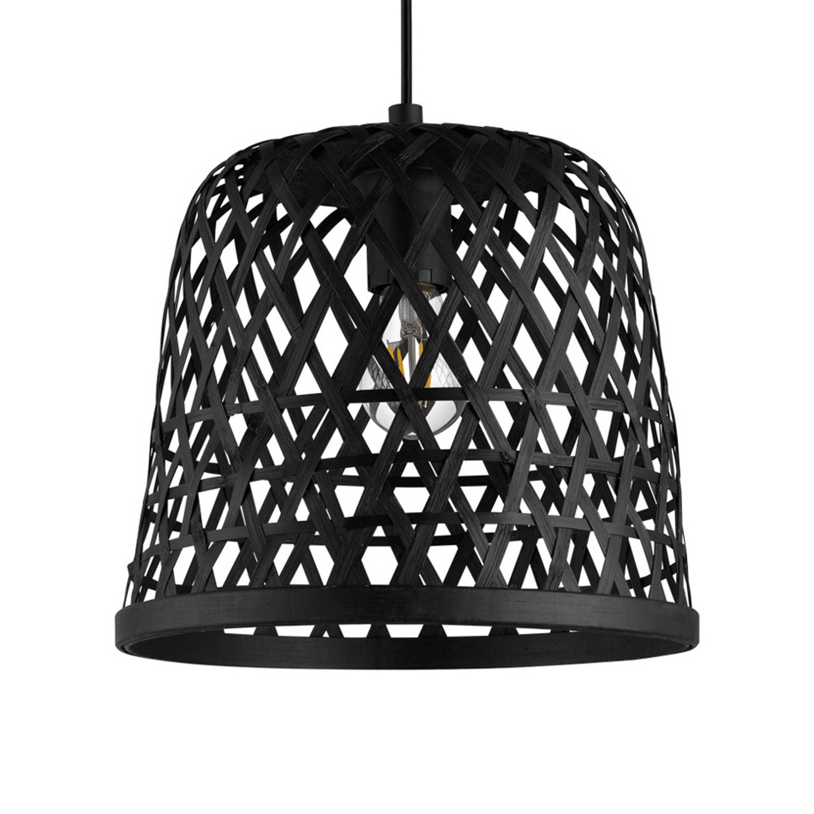 Hänglampa Kirkcolm med träskärm 30 cm, svart
