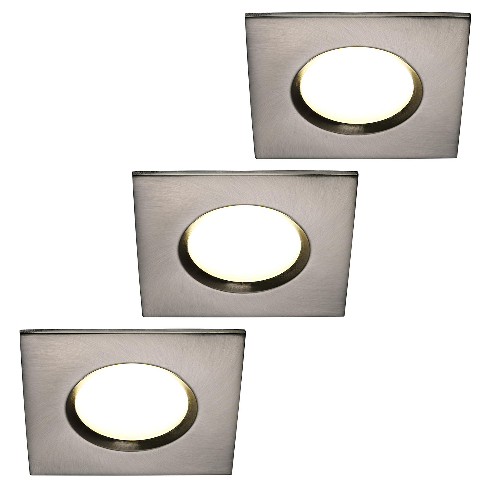 LED-inbyggnadslampa Clarkson 3-pack, kantig, stål