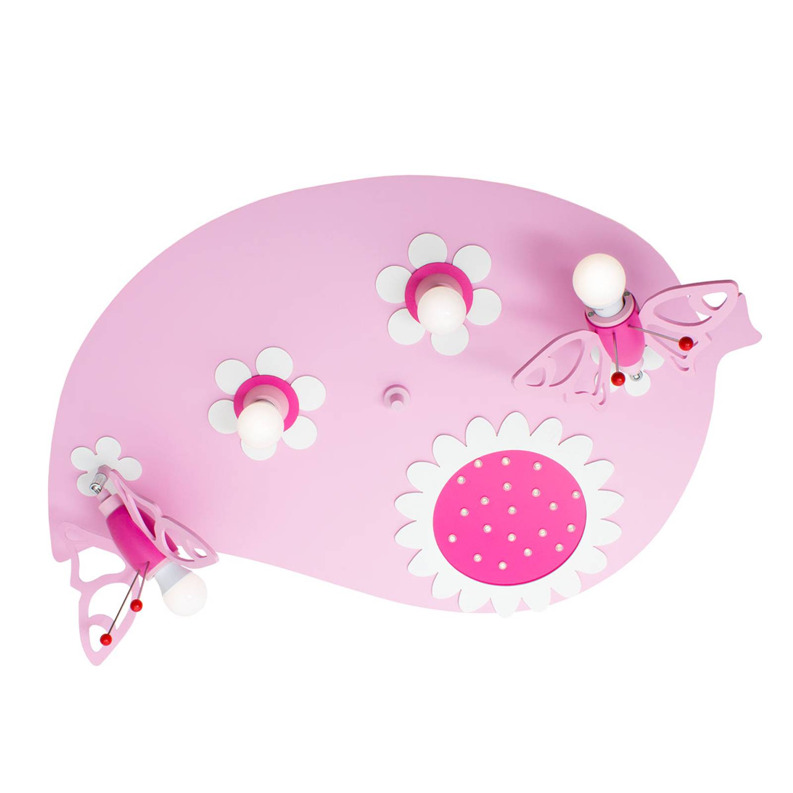 Taklampa Blad Fjäril i rosa, 4 lampor