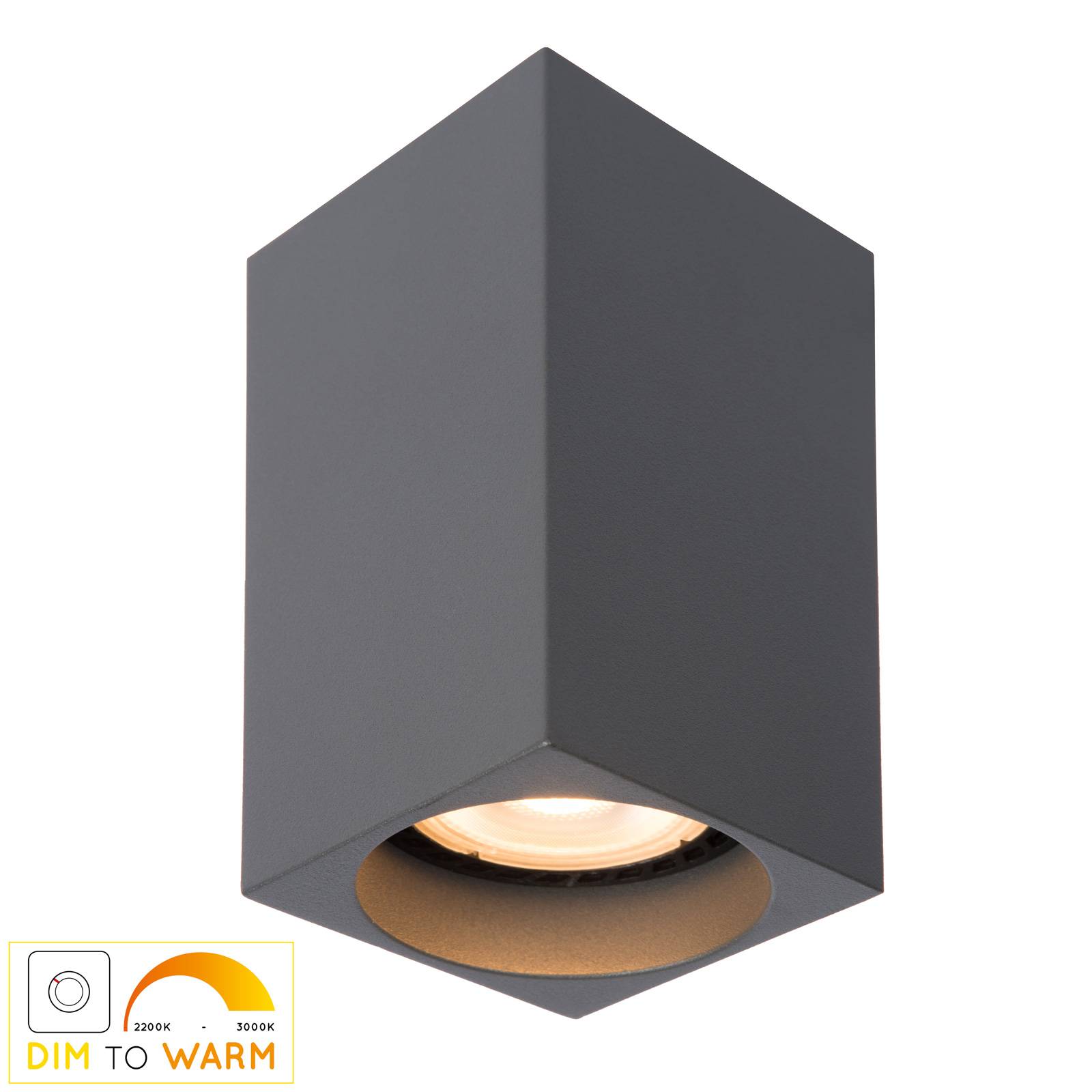 LED-taklampa Delto dim to warm, kantig, grå