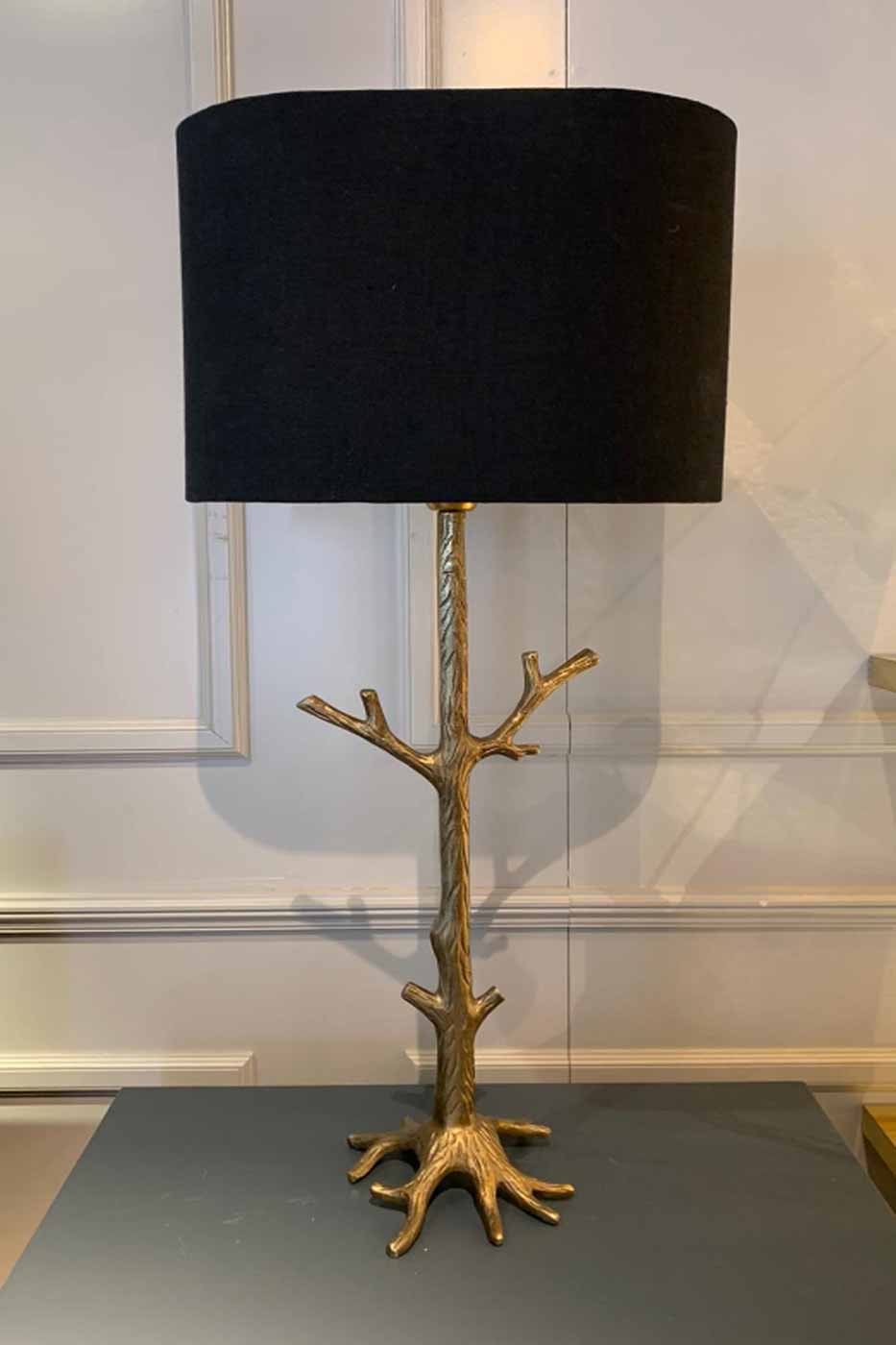 Lampskärm Tsar 38,5cm svart linne med guld insida