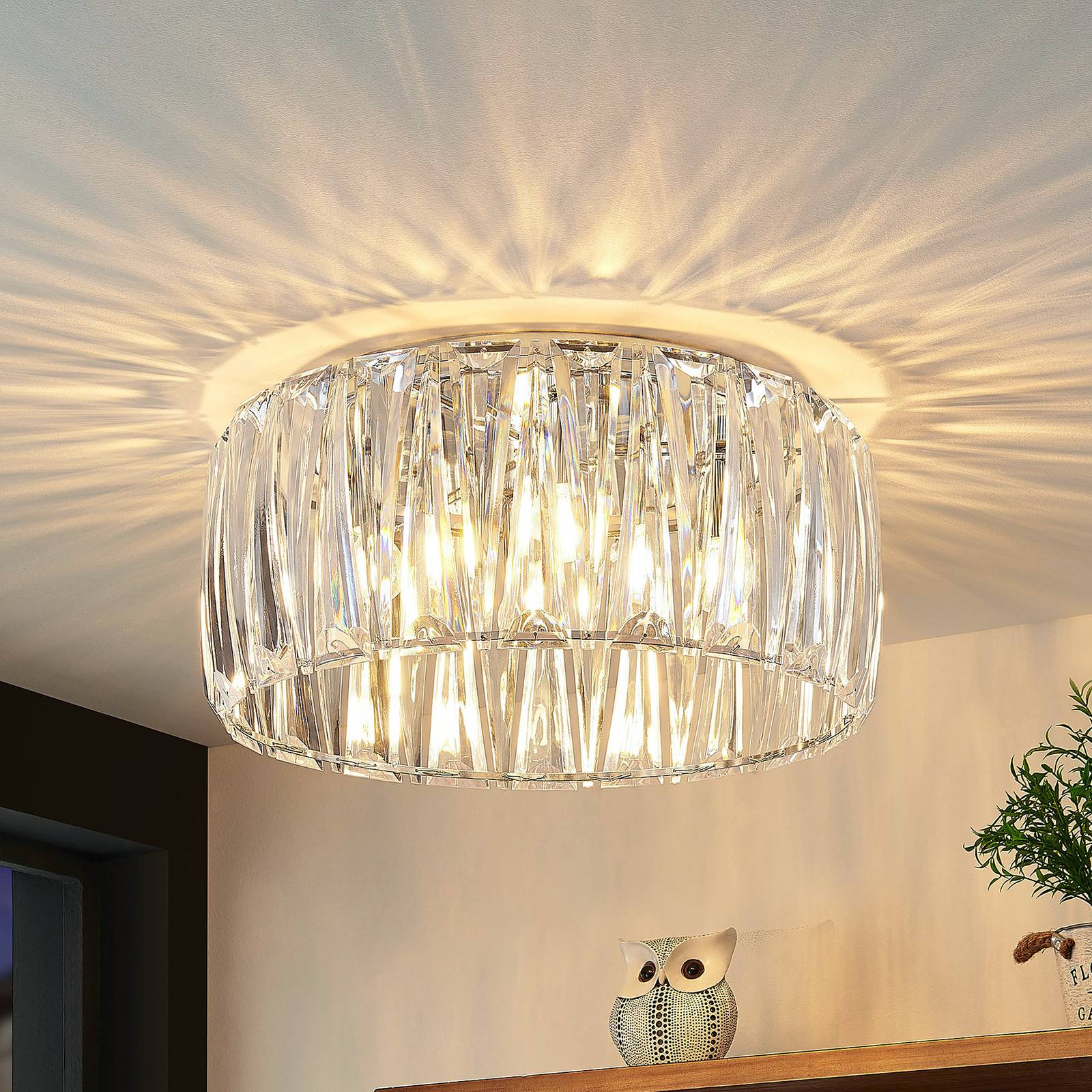 Lindby Sofia taklampa, transparent/krom