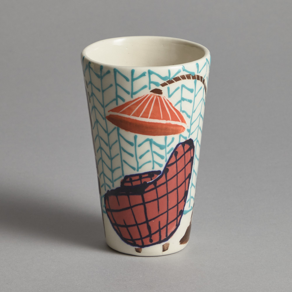Craft - SÅLD Mugg Turkos Fiskbenstapet Anna Broström Ek