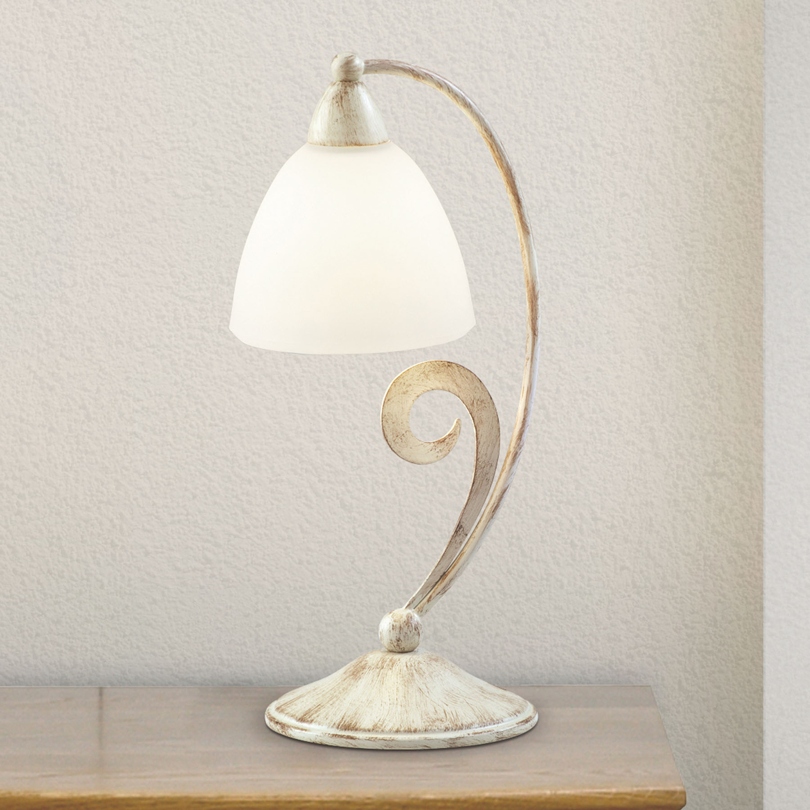 Bordslampa 1730/1L satinerad vit, elfenben