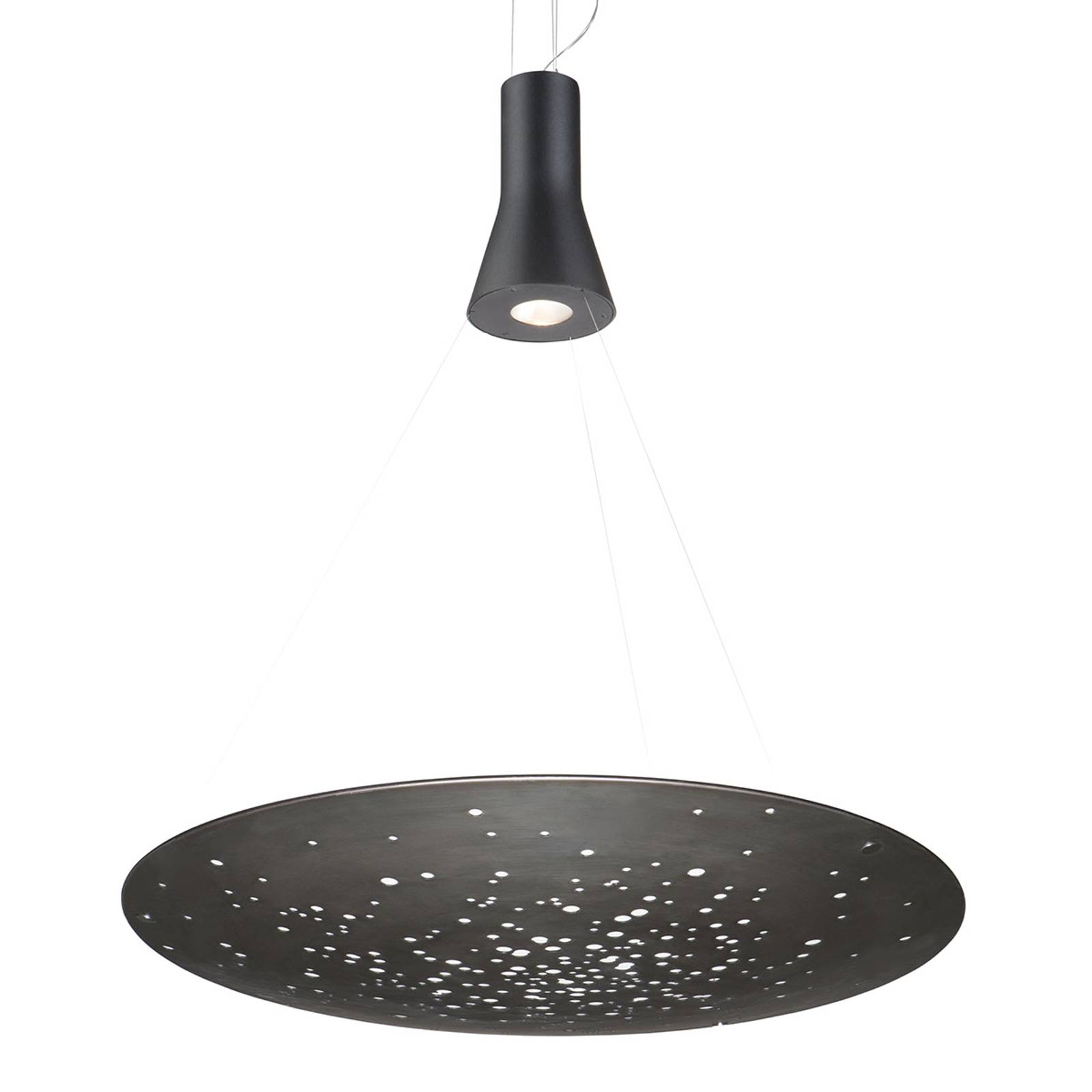 Fabbian Lens LED-hänglampa Ø 90 cm polerad
