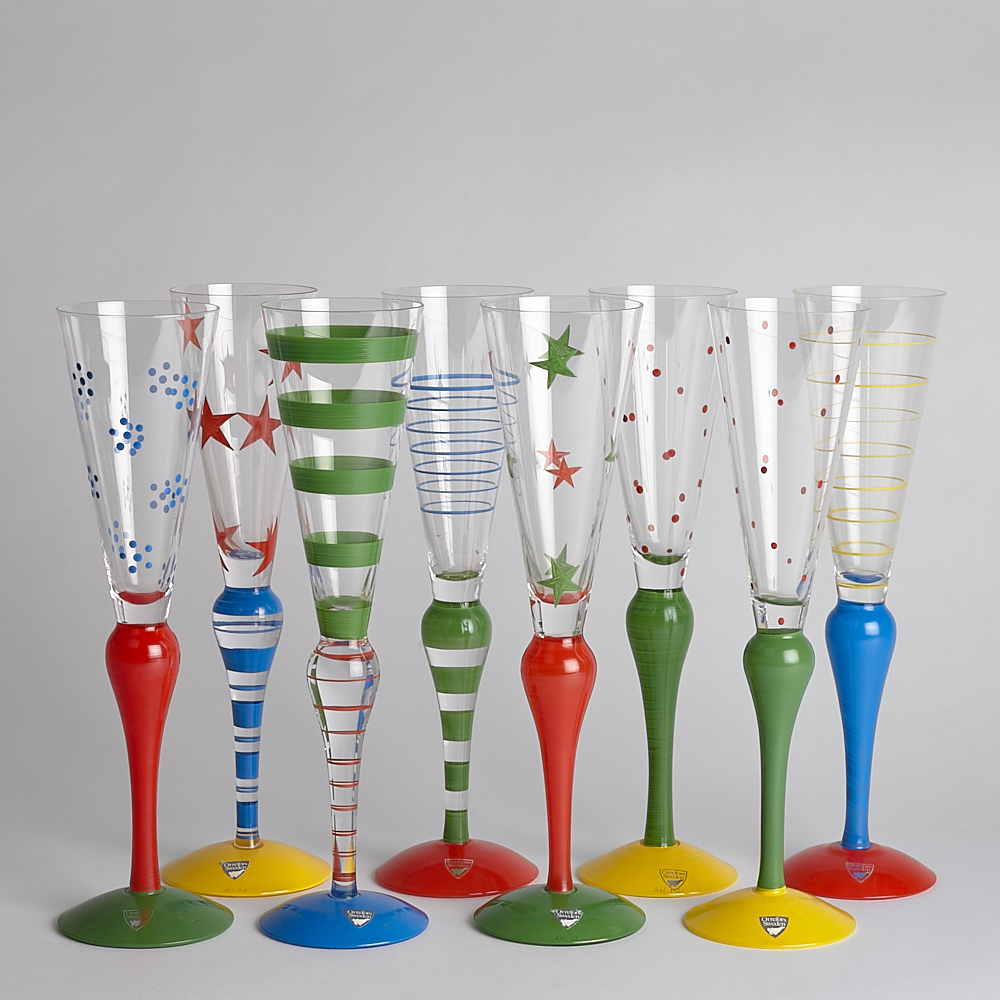 Vintage - SÅLD Champagneglas Clown 8 st