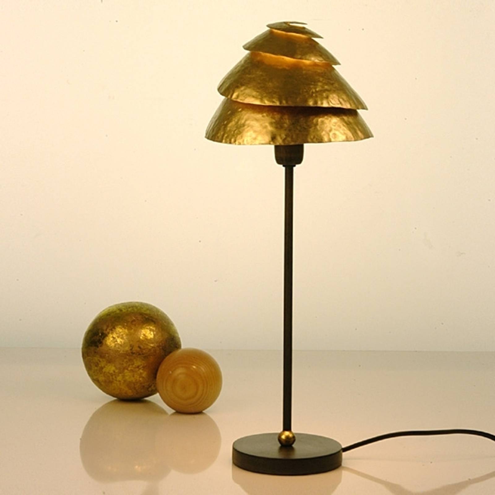 Effektfull bordslampa SNAIL - brun-guld