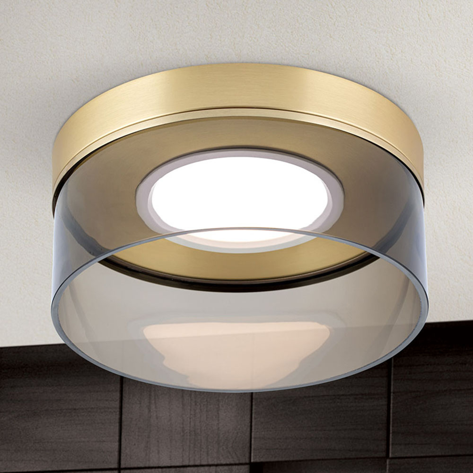 LED-taklampa Francia mässing matt Ø 30 cm