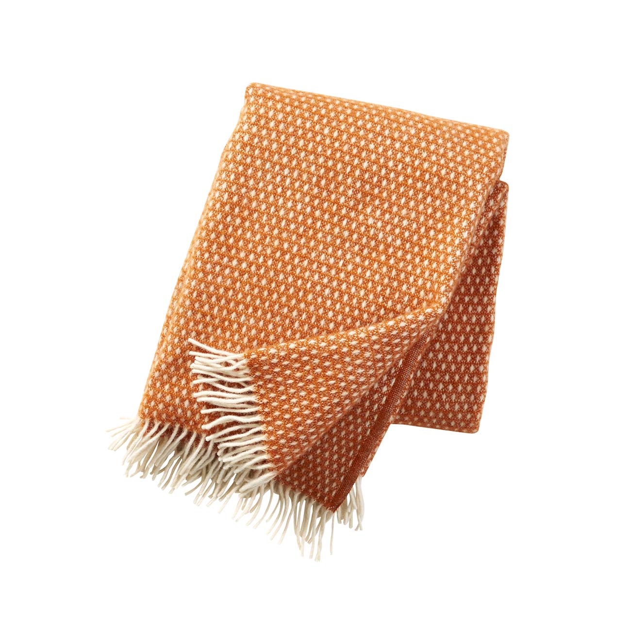 Knut ullpläd orange, Klippan Yllefabrik