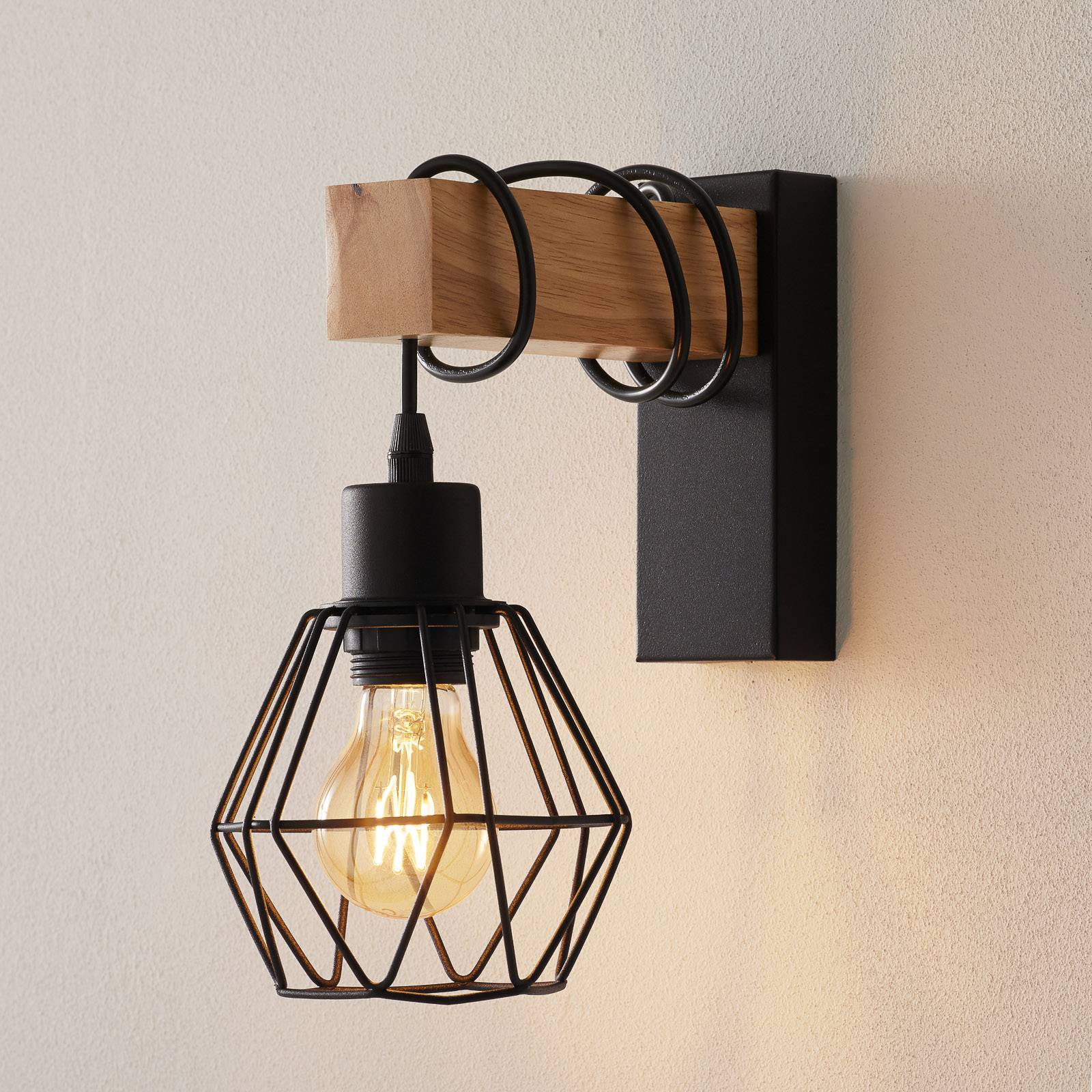 Vägglampa Townshend 5 trä utskjutande + lampskärm
