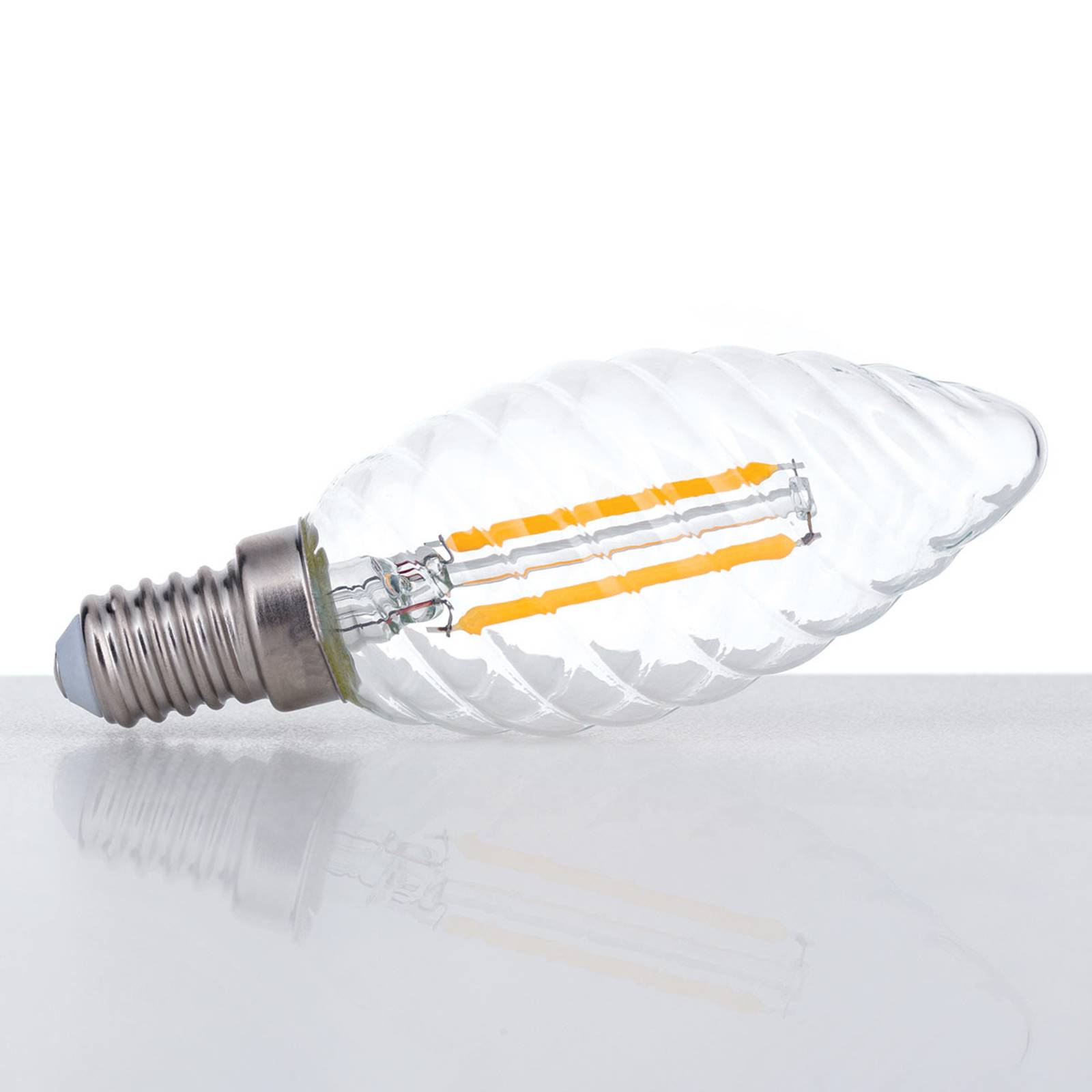 LED-kronljuslampa E14 3W varmvit filament vriden