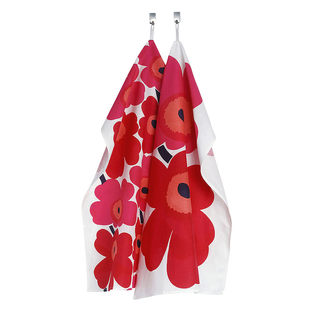 Marimekko - Unikko Handduk 47x70 cm 2-pack Röd/Rosa