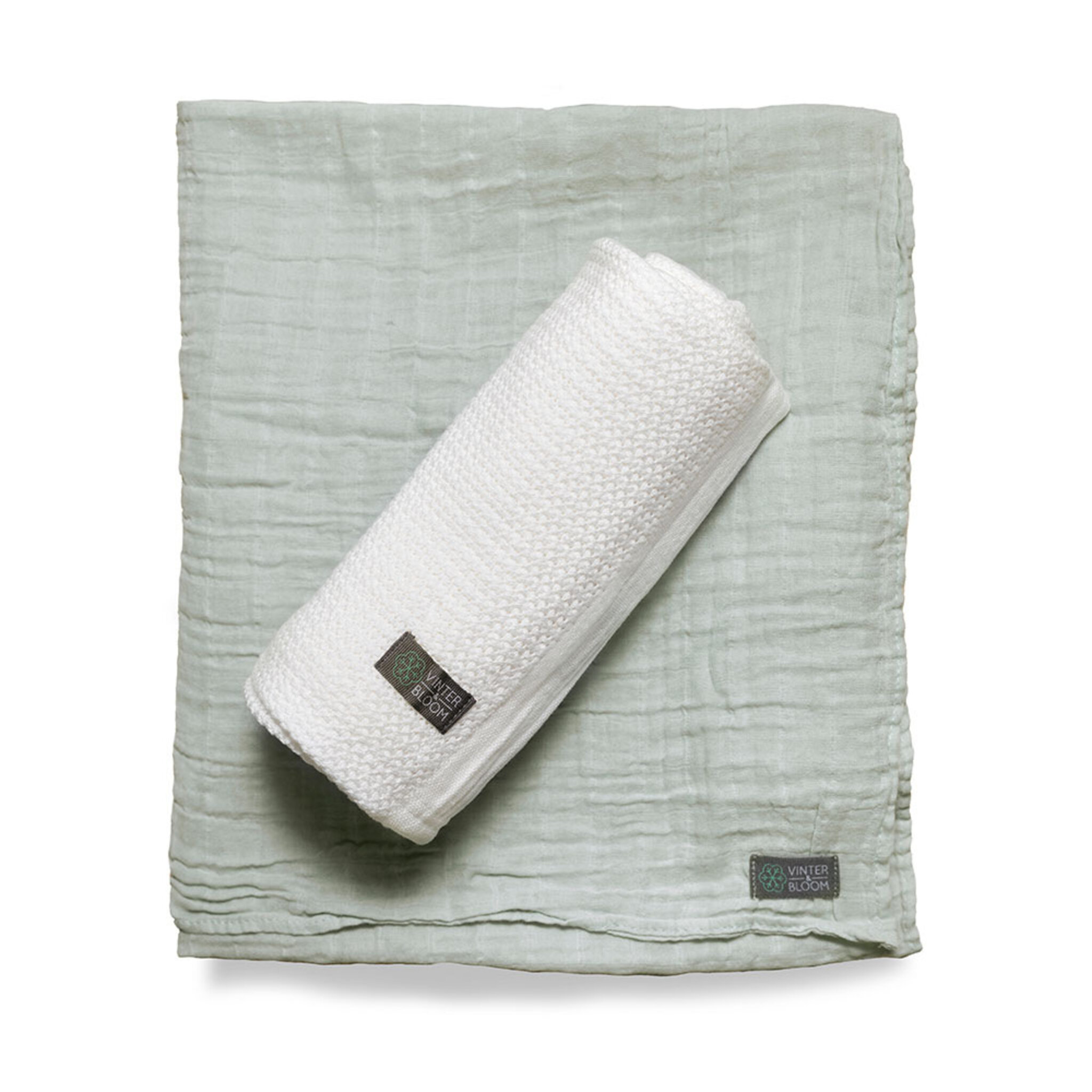 Soft Grid Muslin EKO 2- pack Vit Grön