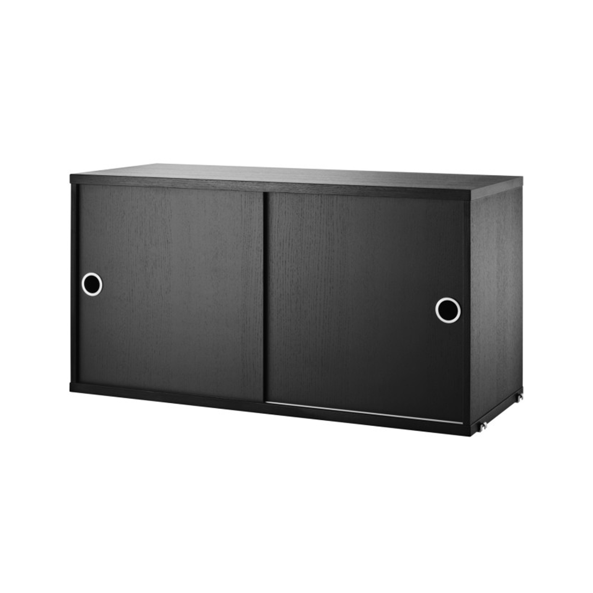 String Skåp m skjutdörrar 78x30x42 svartbetsad
